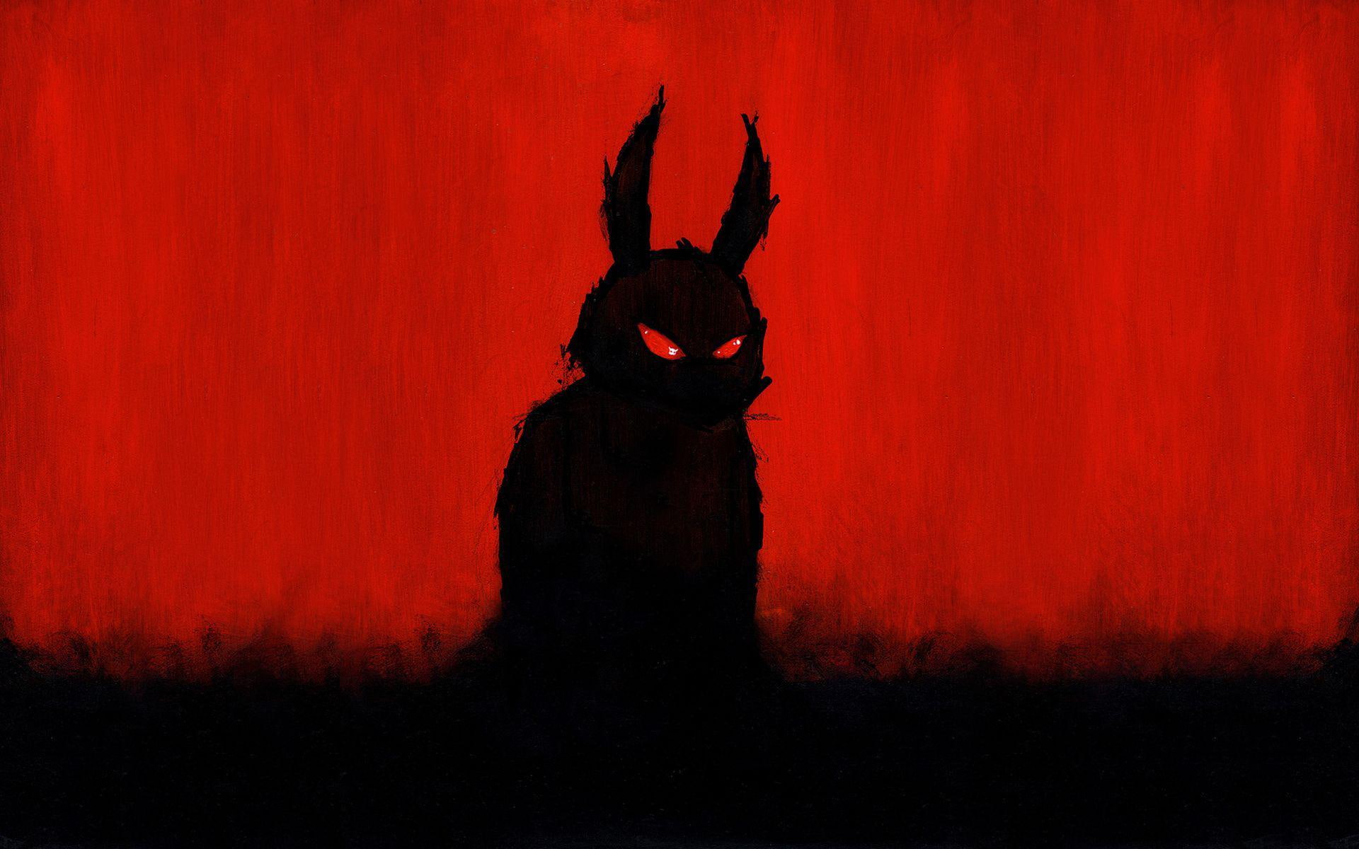 1920x1200, evil, rabbit, 1080P, bunny, silhouette, drawing, artistic, HD Wallpaper