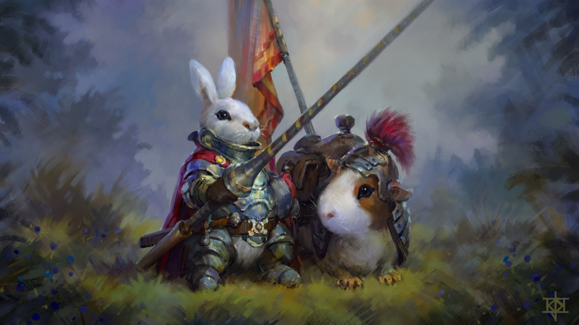 art and craft, animal, 1080P, mammal, field, representation, guinea pigs, animal representation, plant, land, day, multi colored, knight, toy, grass, celebration, HD Wallpaper