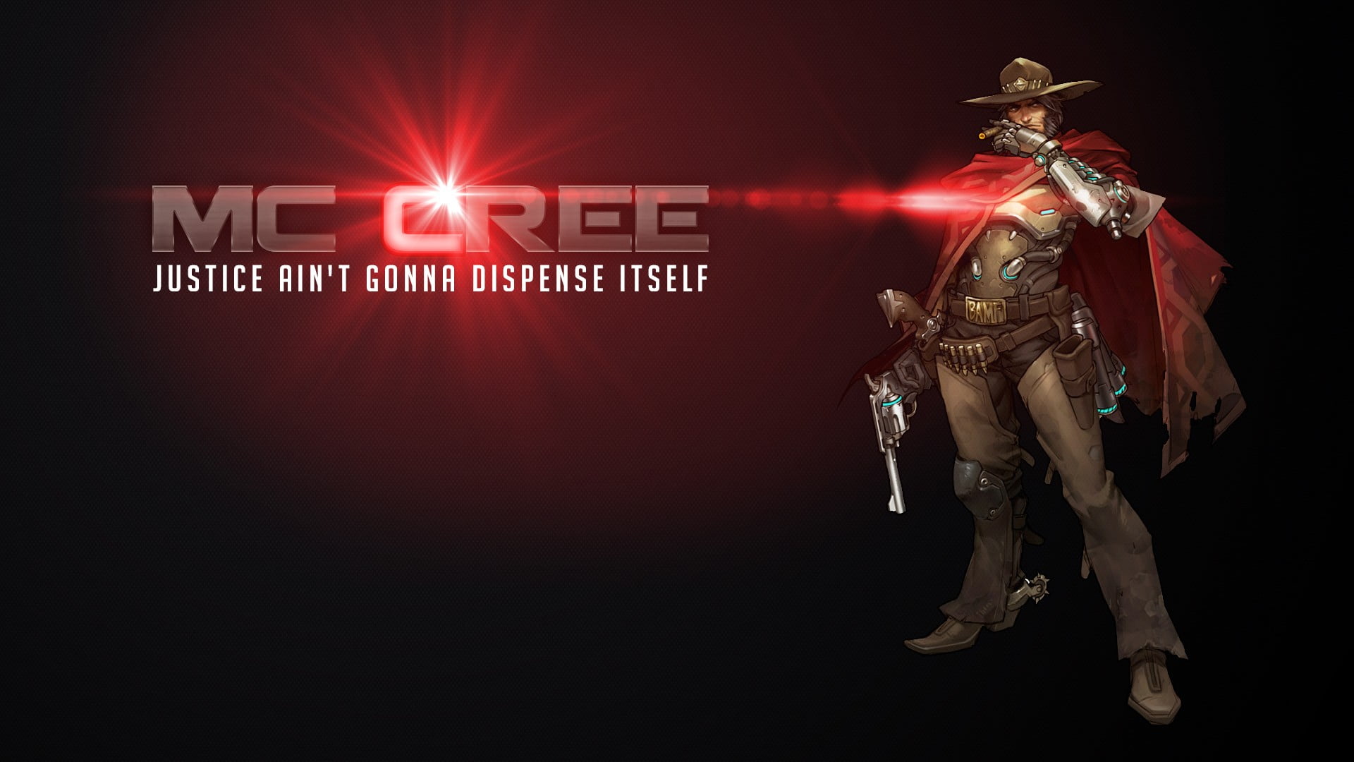 red, clothing, determination, lifestyles, illuminated, 1080P, Blizzard Entertainment, art and craft, games, horse, dvd, text, night, McCree (Overwatch), HD Wallpaper