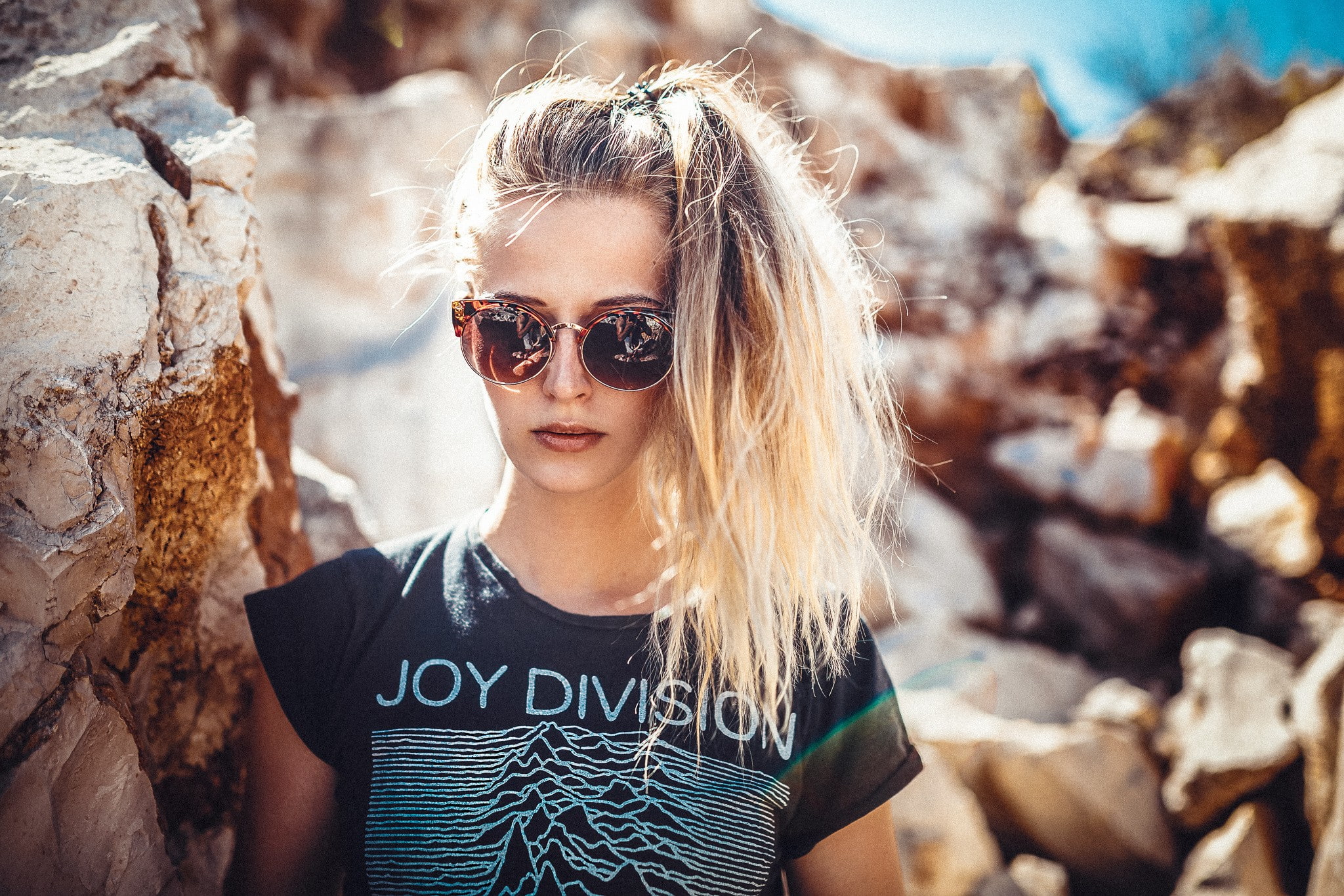 Dirty Blonde, Joy Division, 1080P, women, sunglasses, HD Wallpaper