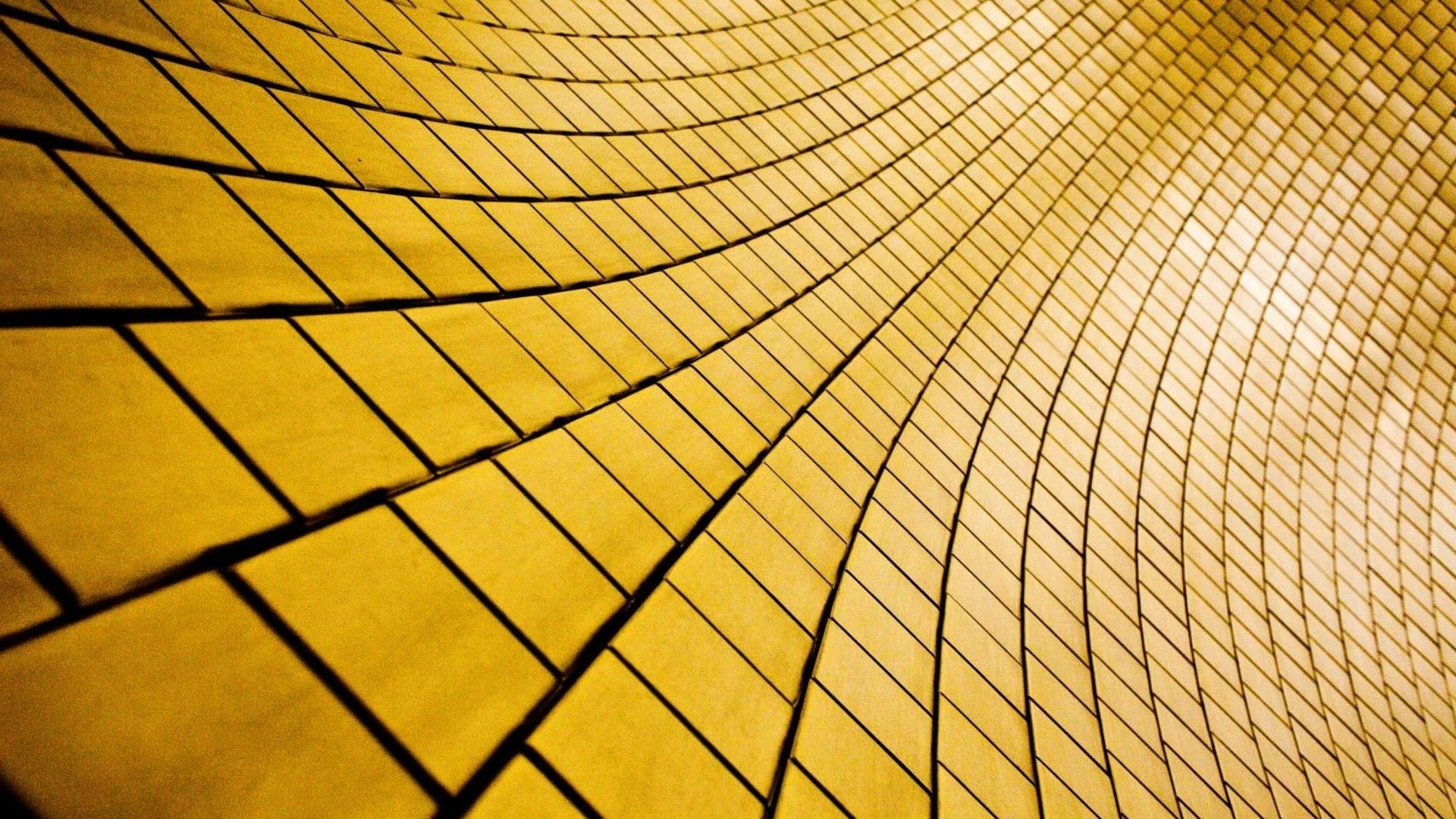 tile, yellow, no people, full frame, sky, geometric shape, 1080P, low angle view, crisscross, sunlight, close-up, ceiling, architecture, design, pattern, HD Wallpaper