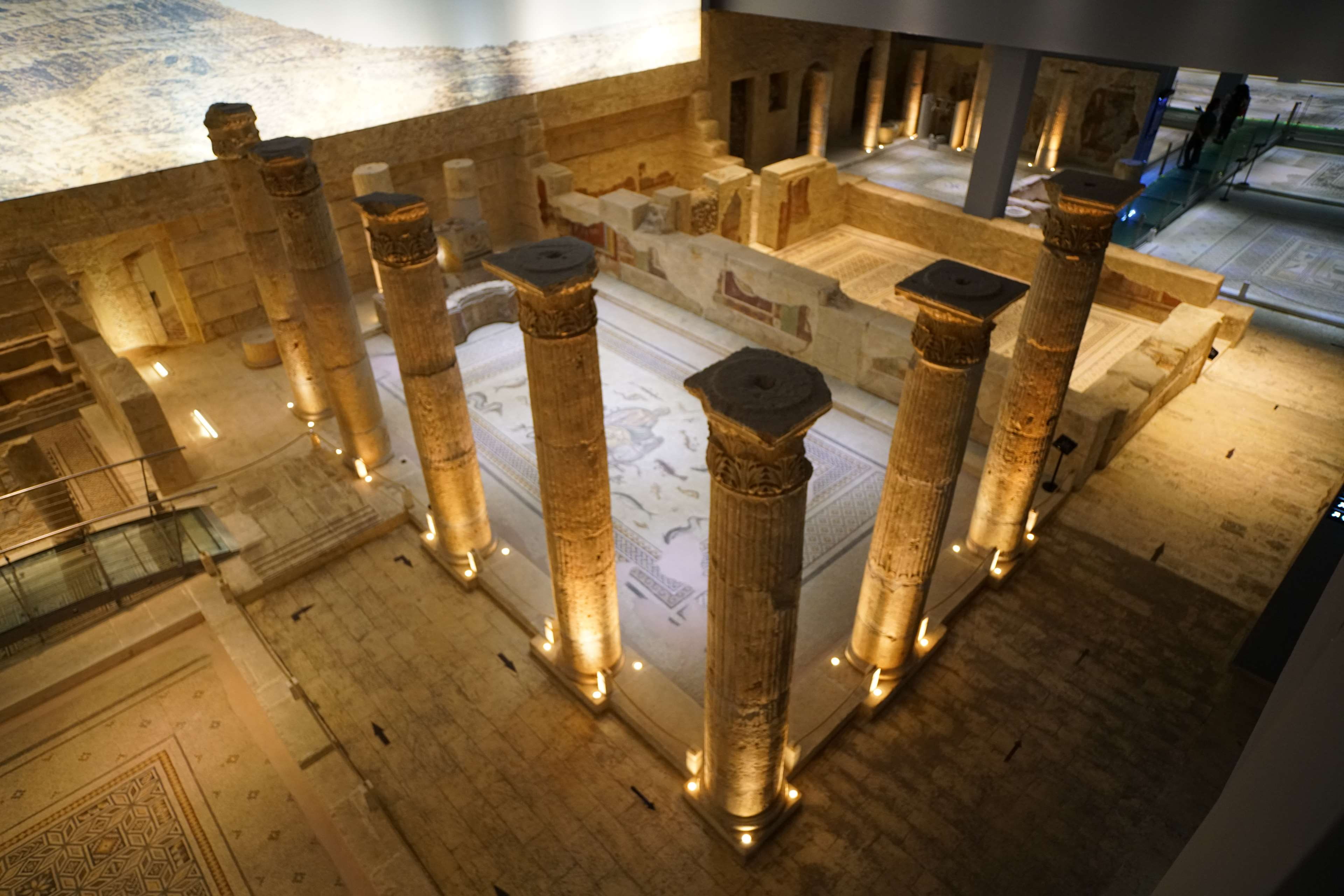 built structure, wood - material, architectural column, building, place of worship, high angle view, zeugma musem, historic center, belief, in a row, the past, HD Wallpaper