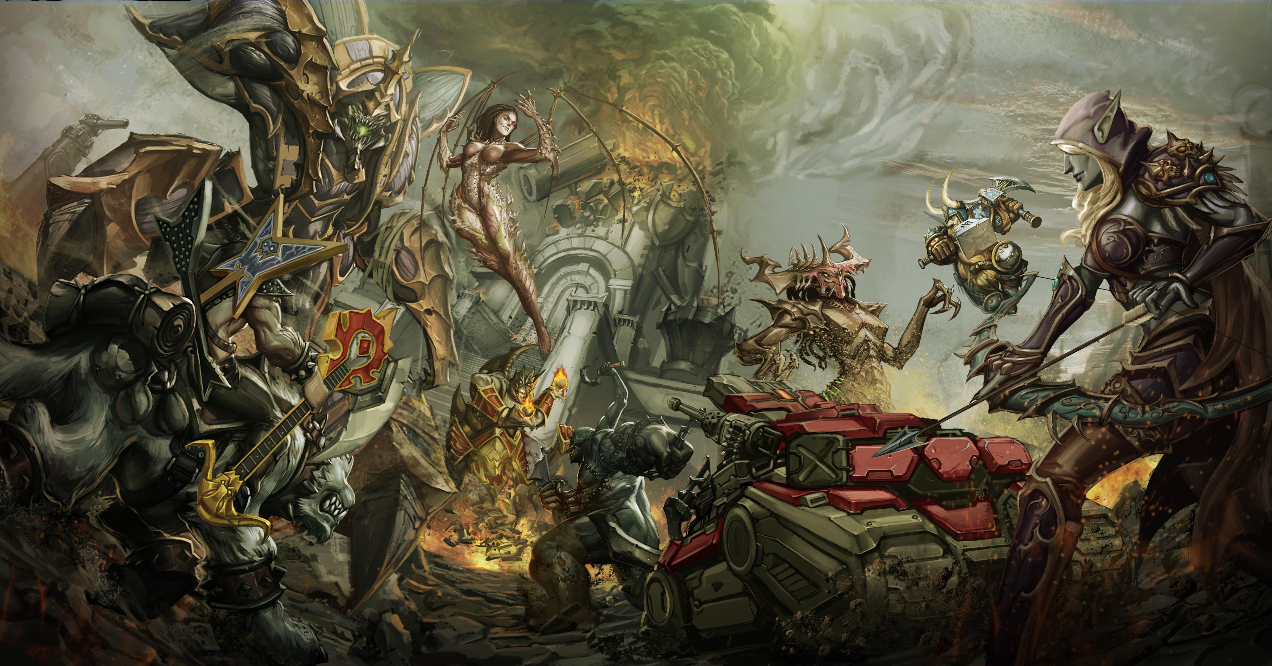Sgt. Hammer, E.T.C., Azmodan, Anubarak, starcraft, Zagara, Rock God, Stitches, viking, 4K, Heroes of the Storm, diablo, sarah kerrigan, warcraft, Sylvanas, HD Wallpaper