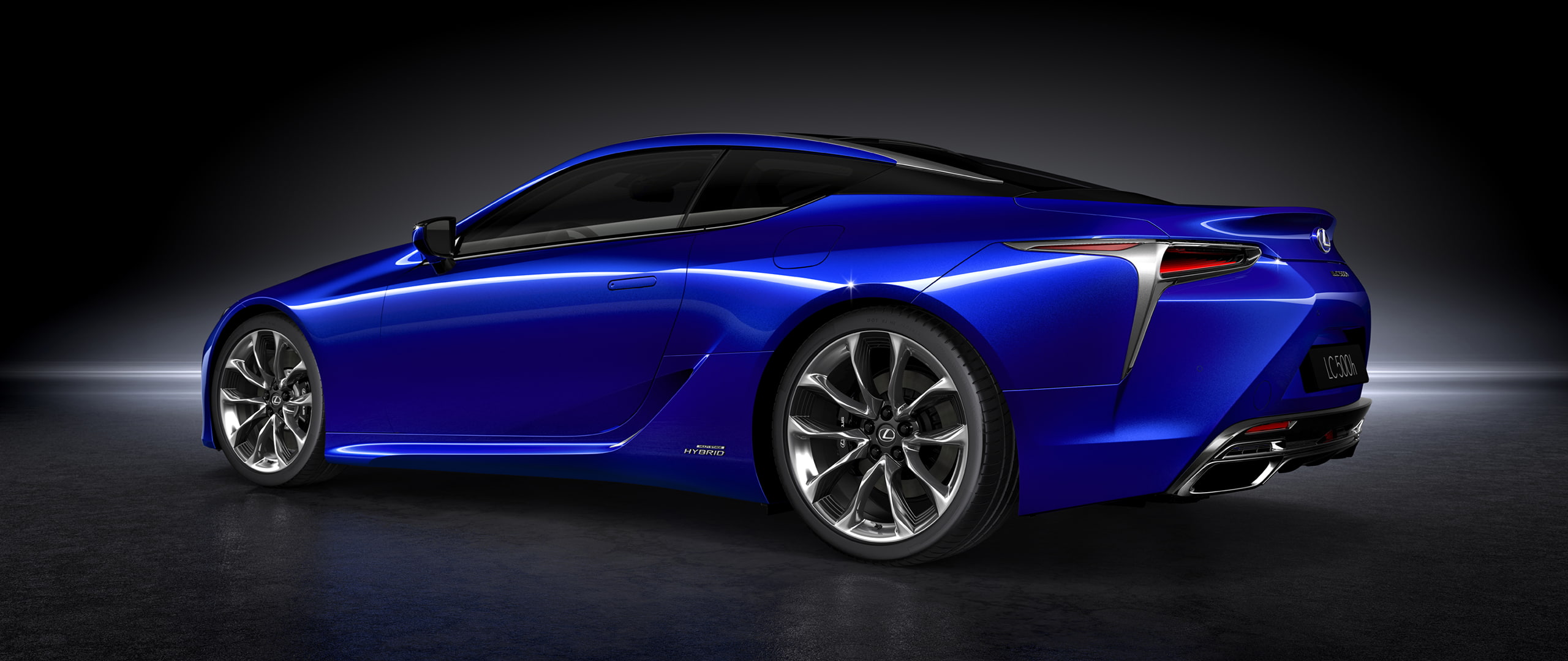 tire, Lexus LC-500, Hybrid, car, illuminated, dark, no people, electric car, transportation, blue, vehicle, black background, 2K, wealth, mode of transportation, HD Wallpaper