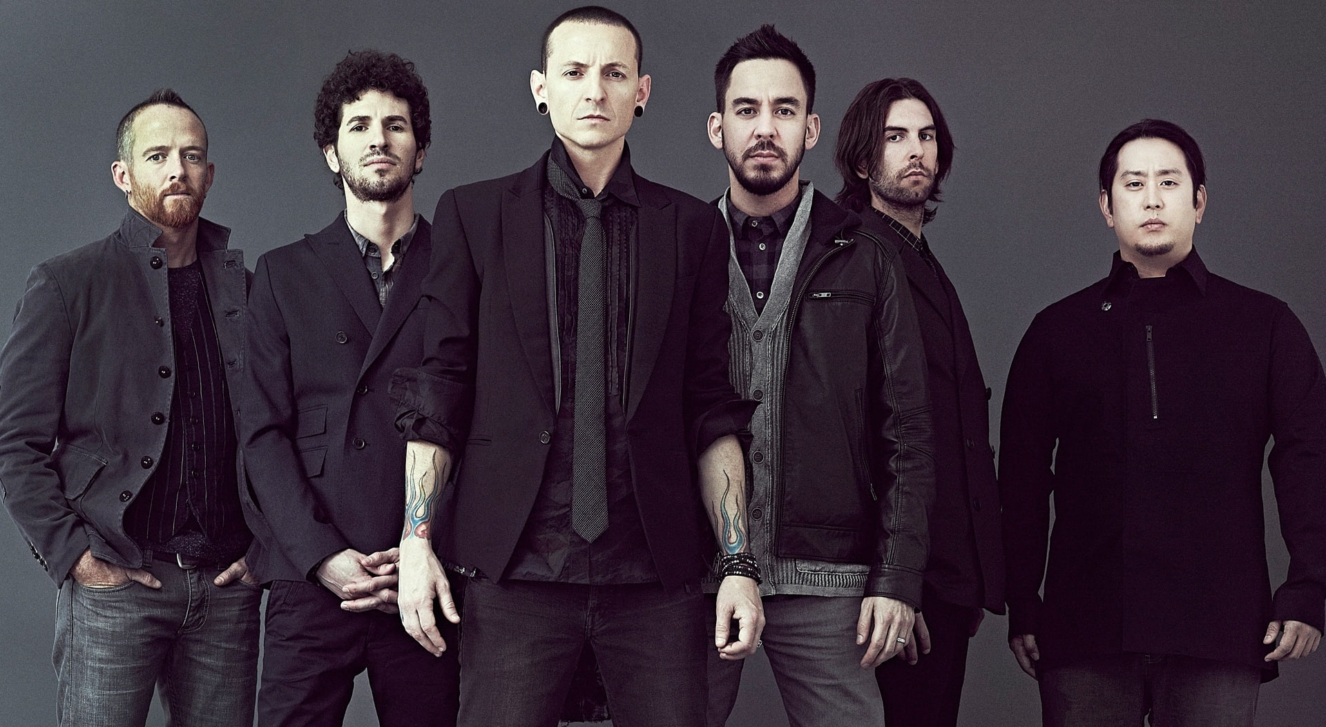 Rock, standing, businessman, Others, park, 1080P, looking at camera, coworker, young adult, adult, business, Music, males, linkin park, young men, Band, HD Wallpaper