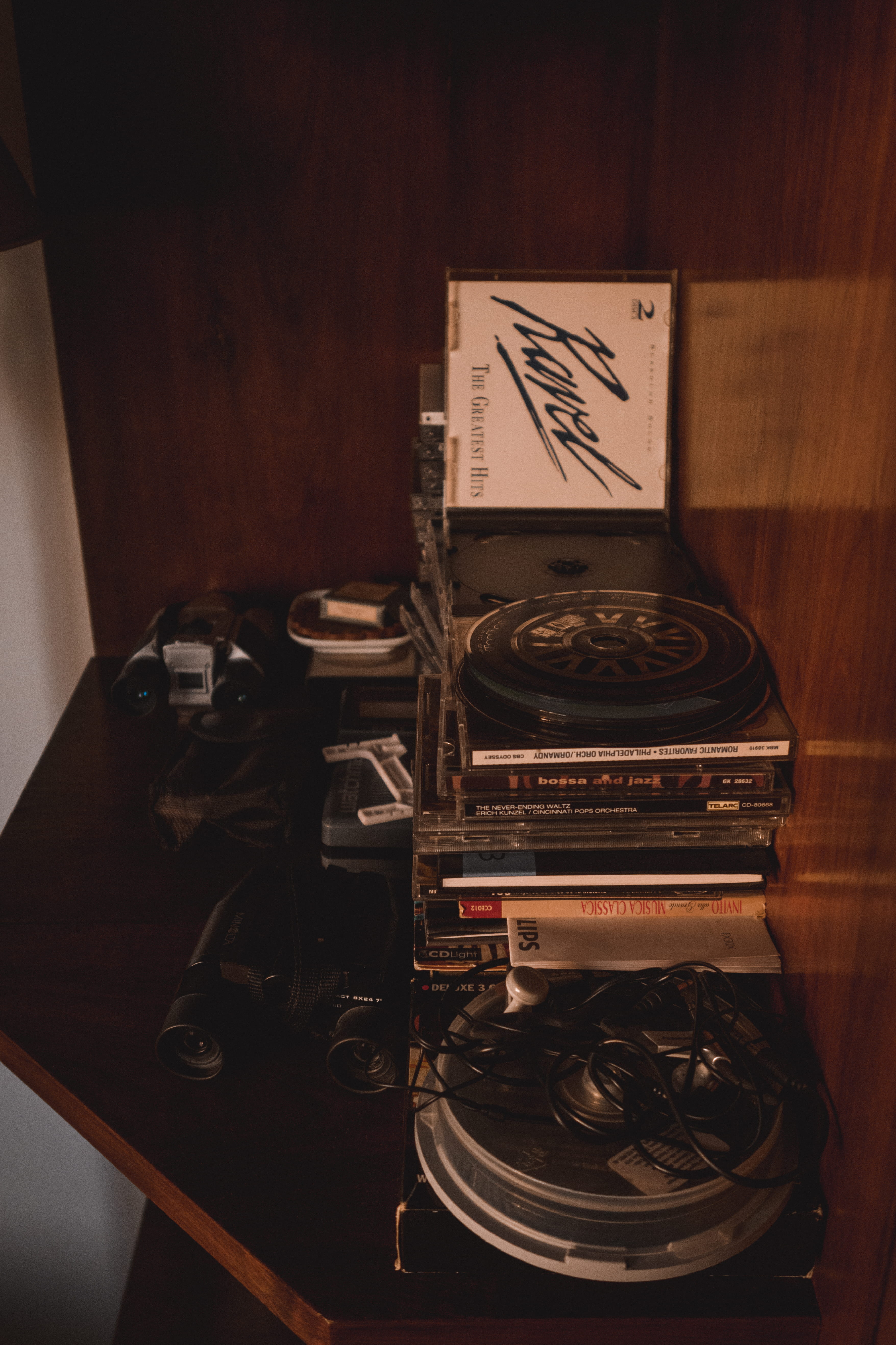 closet, binoculars, cases, classic, table, still life, musical instrument, wood - material, Analogue, pile, business, assorted, family, indoors, arts culture and entertainment, Phone HD Wallpaper