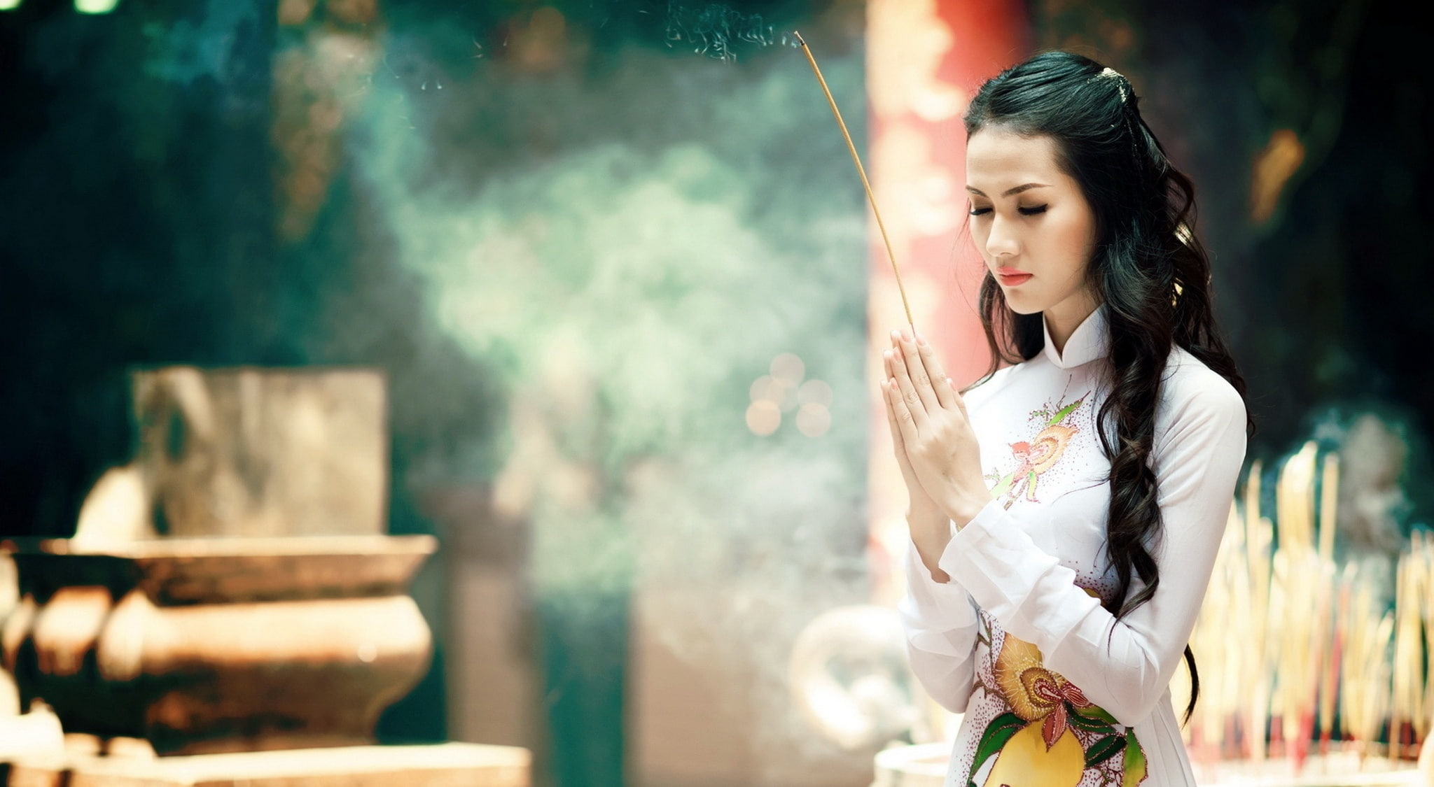 girl, one person, qi, women, looking, three quarter length, standing, hairstyle, Girls, clothing, young adult, 1080P, hair, long hair, young women, Meditation, HD Wallpaper