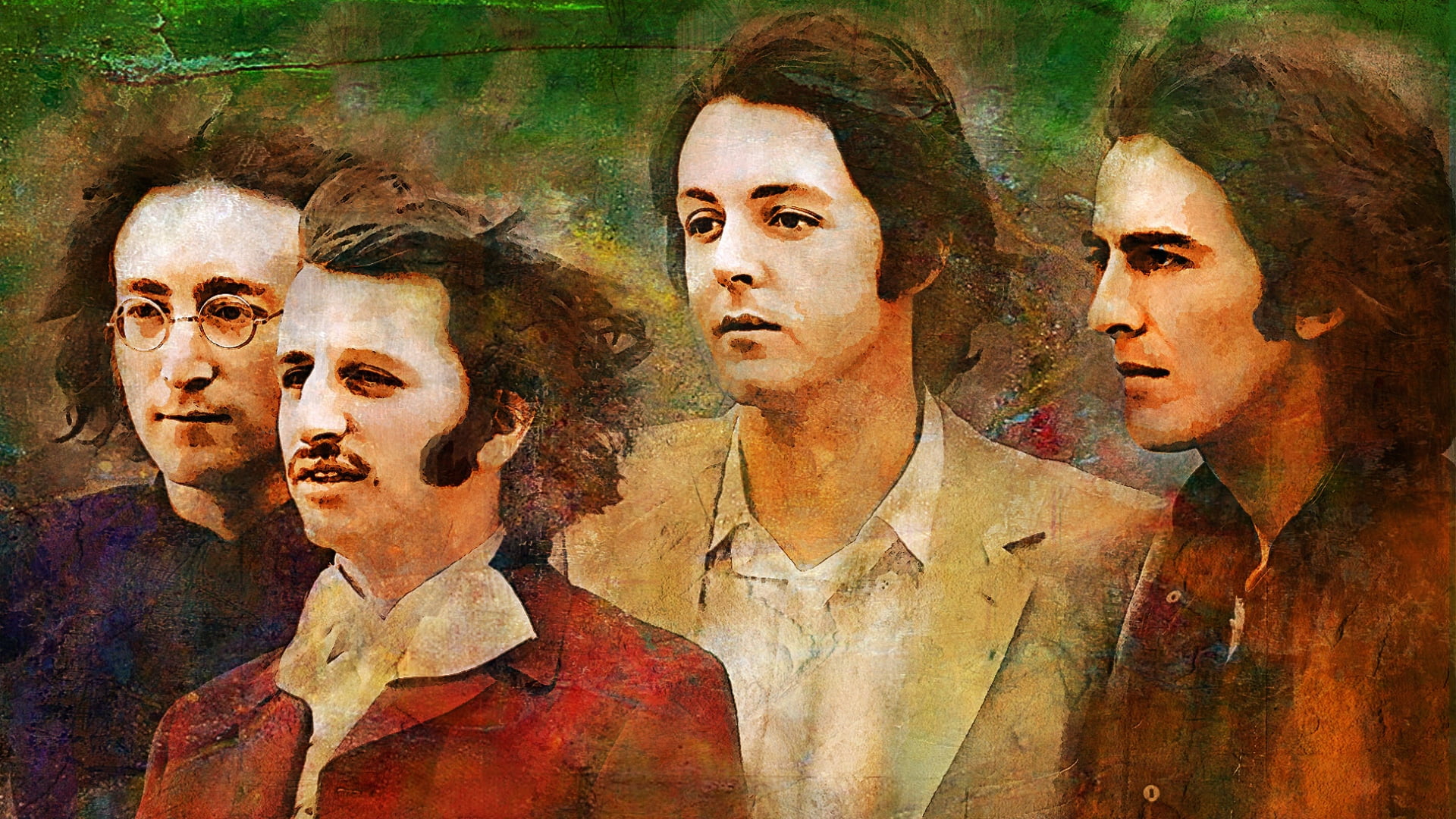 The Beatles, music, artwork, John Lennon, 1080P, George Harrison, Paul McCartney, Ringo Starr, musician, HD Wallpaper