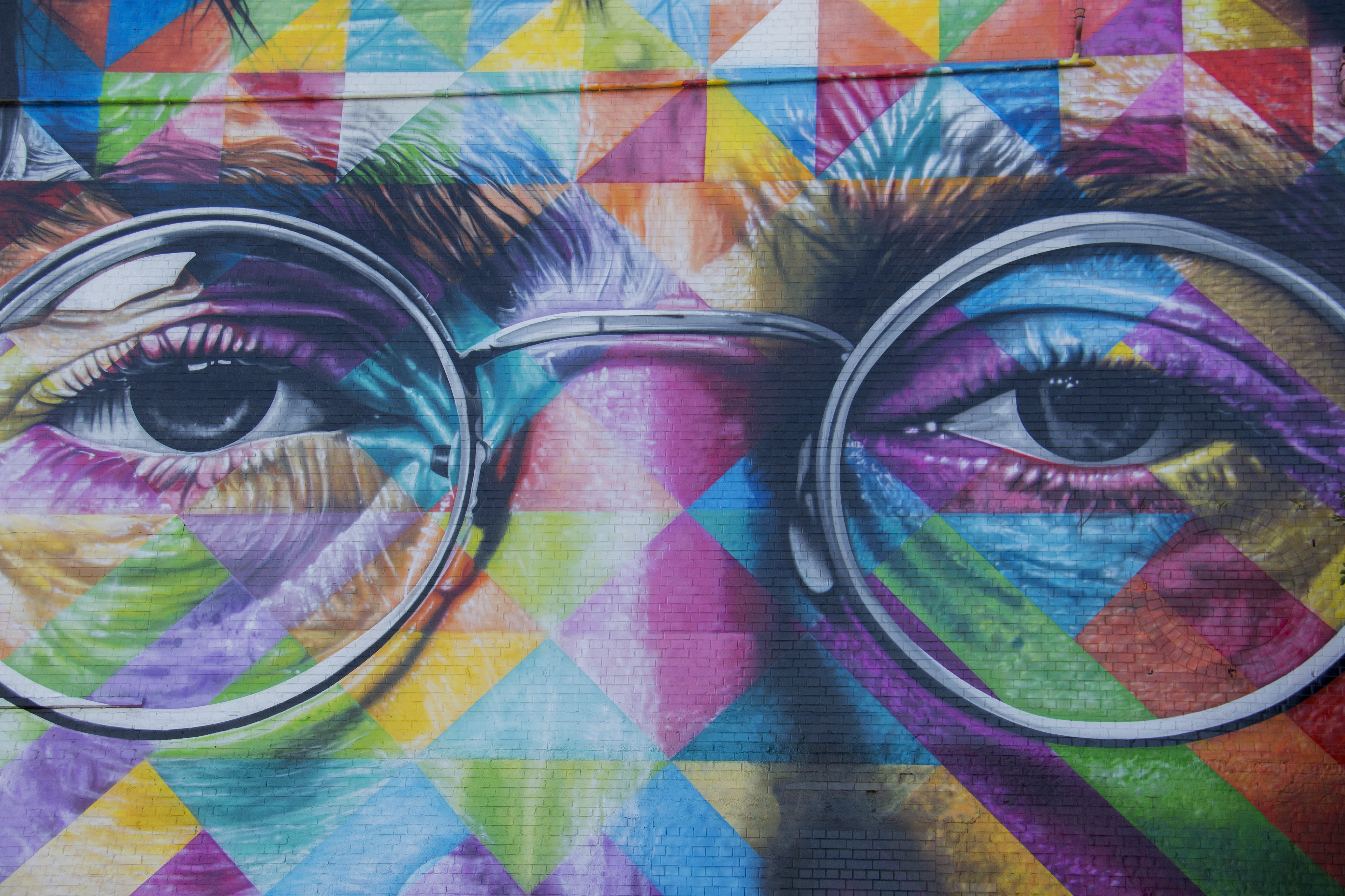 eye, iris - eye, painting, full frame, eyesight, mural, multi colored, lennon, pattern, sensory perception, grafitti, body part, backgrounds, john lennon, HD Wallpaper