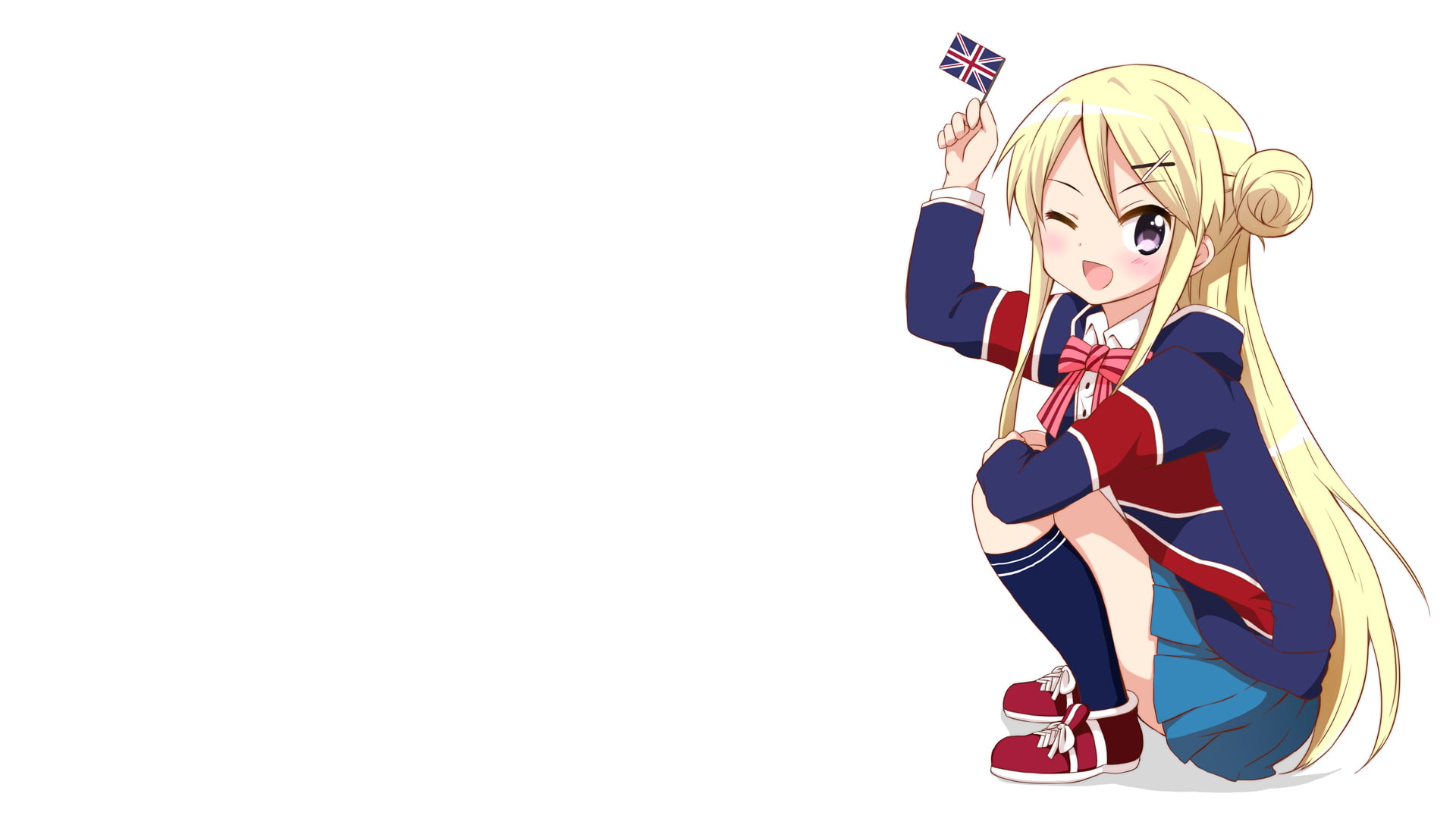 Kin-Iro Mosaic, Kujou Karen, Union Jack, anime girls, 1080P, HD Wallpaper