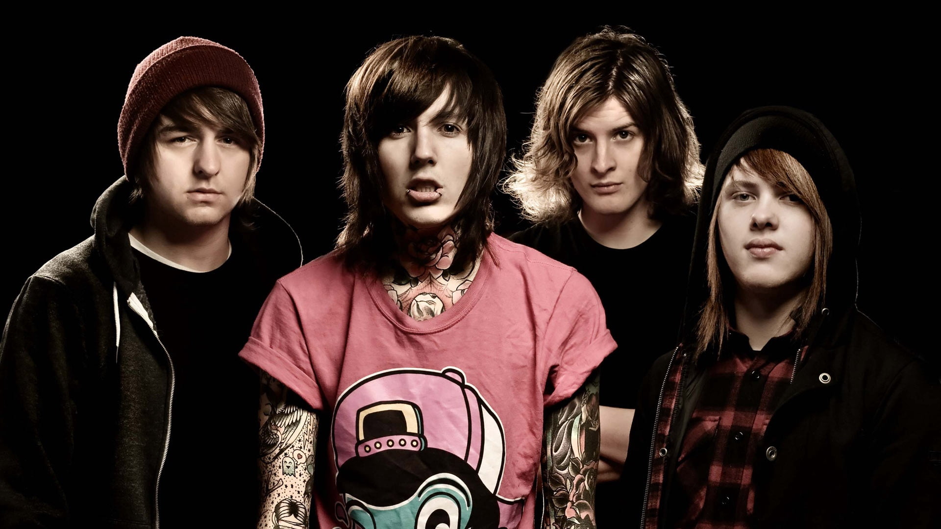 1080P, indoors, s, caucasian Ethnicity, young Adult, tattoo, fashion, black Background, girls, teenager, hat, teenage boys, looking At Camera, youth Culture, HD Wallpaper