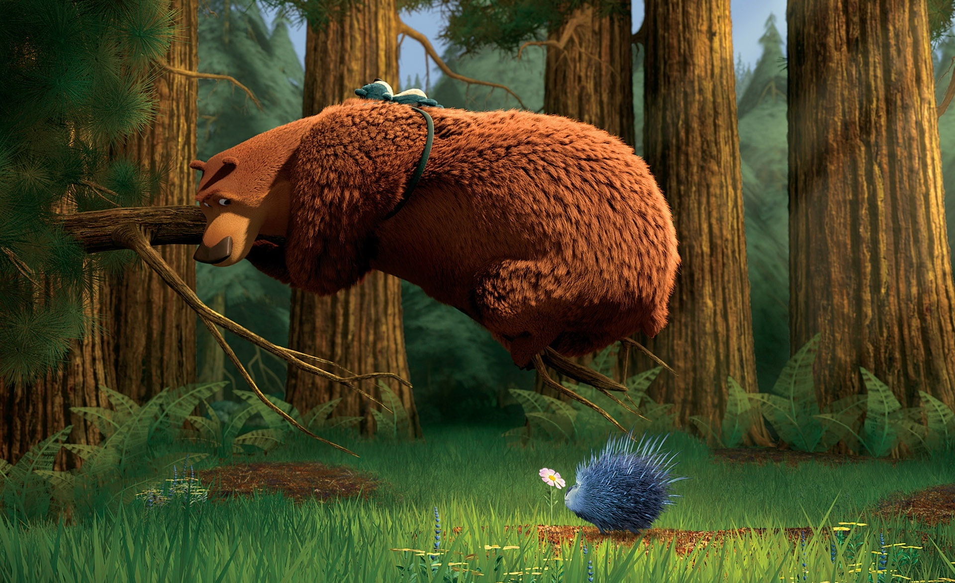 vertebrate, Boog, brown, mammal, grass, open, land, tree, livestock, Cartoons, season, one animal, illustration, nature, bird, day, plant, 1080P, animal wildlife, HD Wallpaper