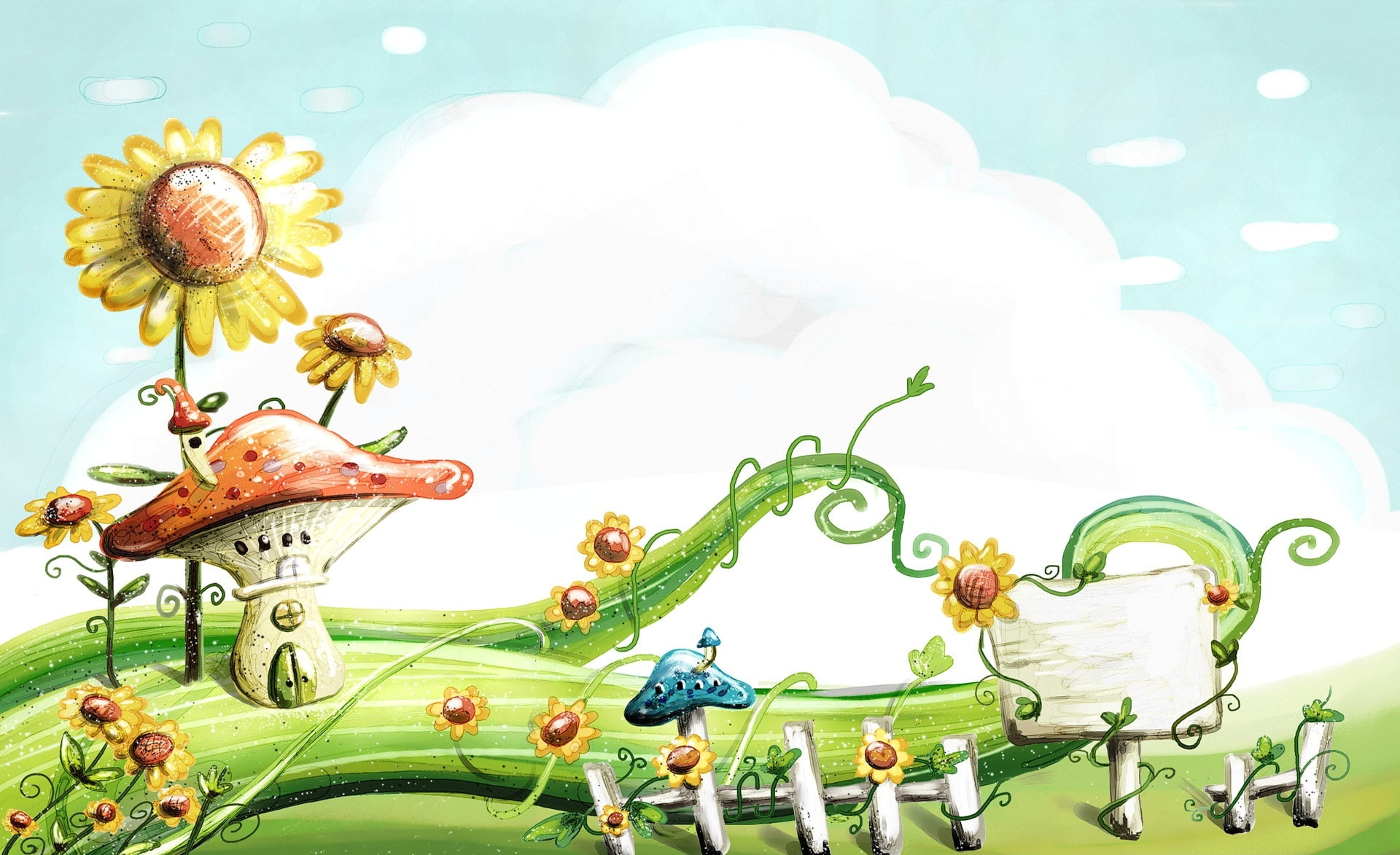outdoors, green color, animal representation, multi colored, creativity, mushrooms, representation, 1080P, freshness, invertebrate, plant, Season, digital composite, HD Wallpaper