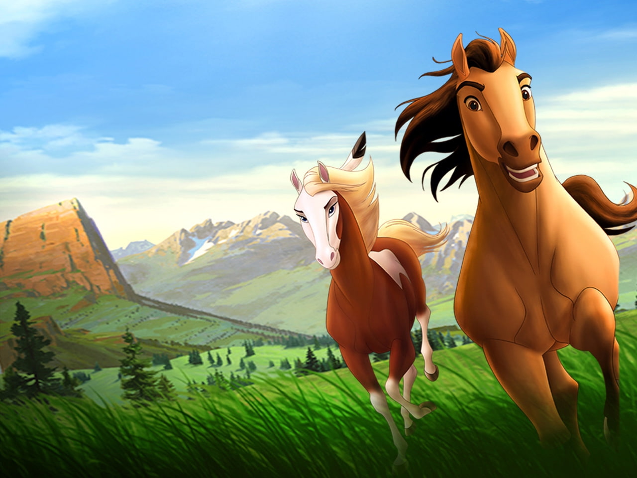 horses, hd, 720P, rain, Spirit, art, animals, stallion, HD Wallpaper