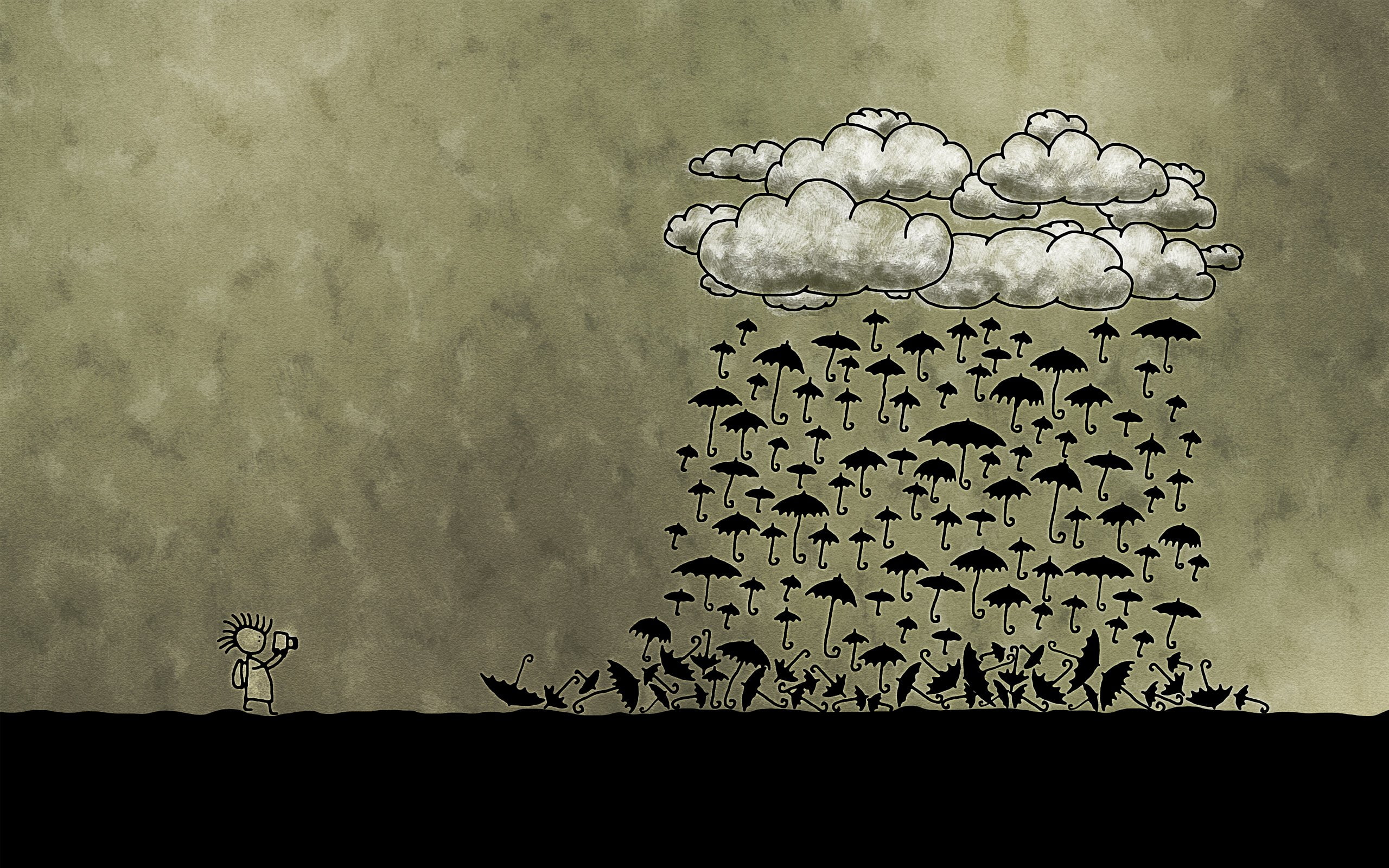rain, artistic, 2K, abstract, umbrella, HD Wallpaper