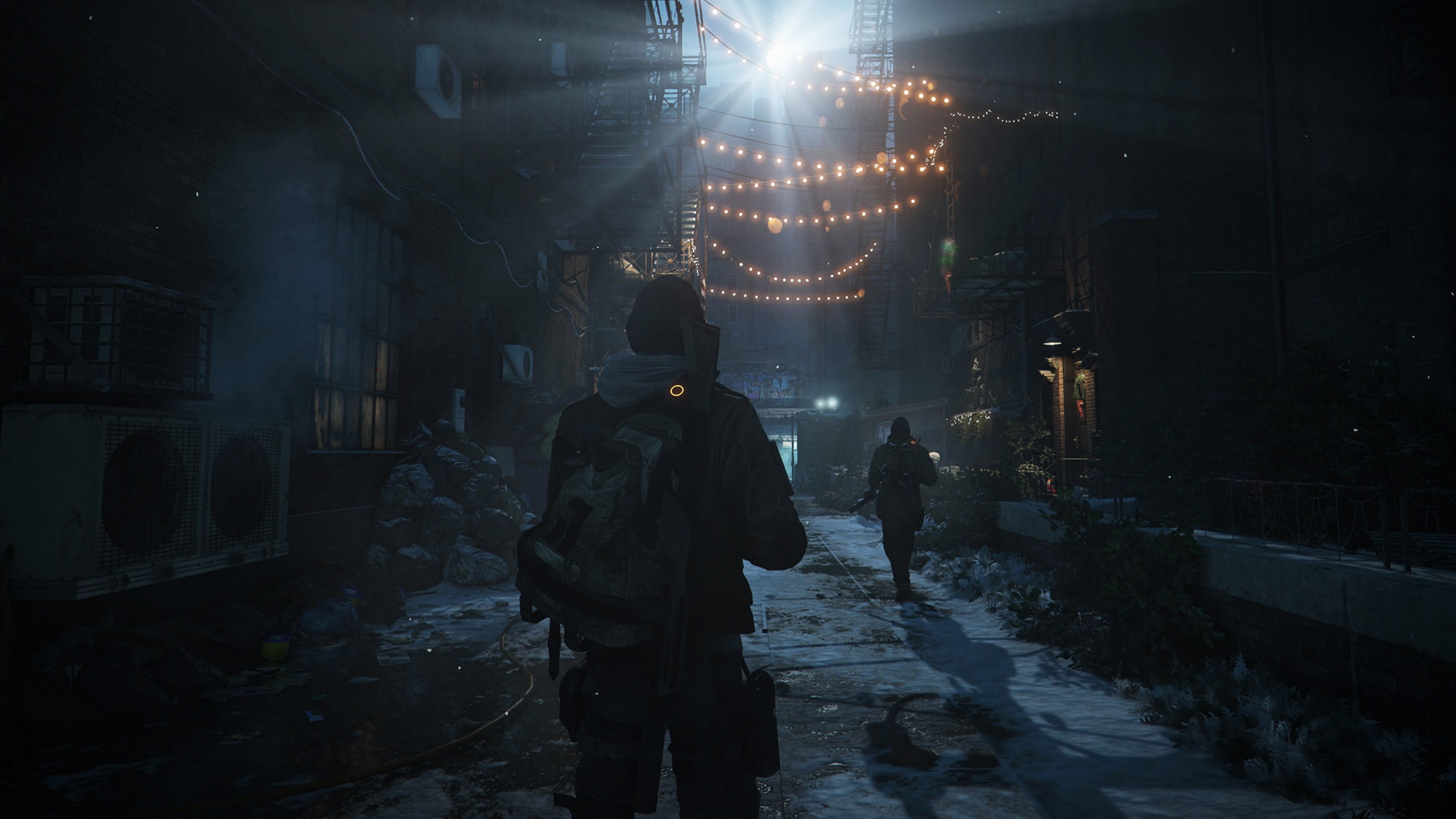 real people, Xbox, winter, adult, cold temperature, 2K, Tom Clancys The Division, building, snow, night, one person, standing, building exterior, street, HD Wallpaper