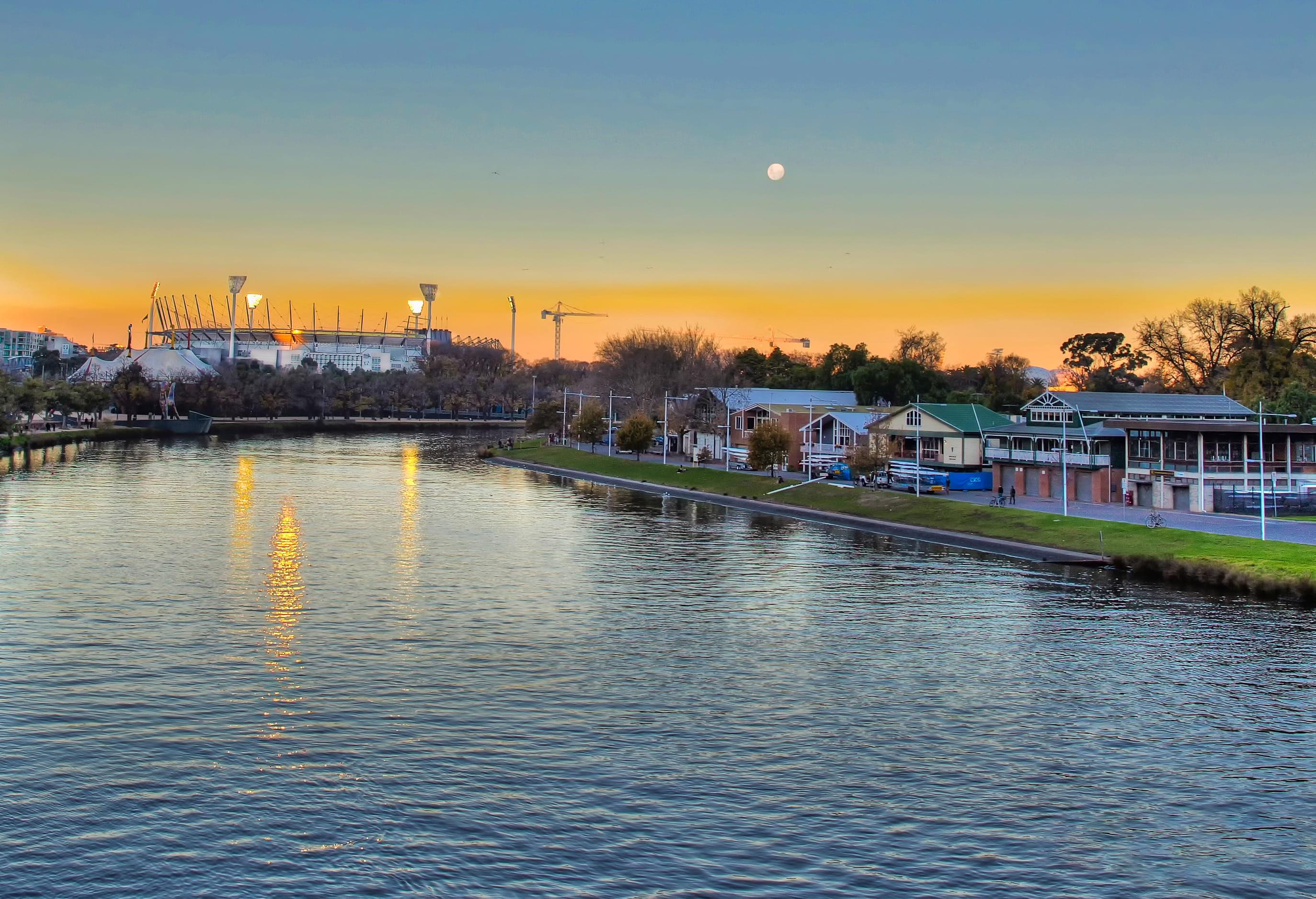mode of transportation, canal, beauty in nature, city, passenger craft, cbd, yarra river, princes bridge, architecture, vessel, tree, waterfront, nature, HD Wallpaper