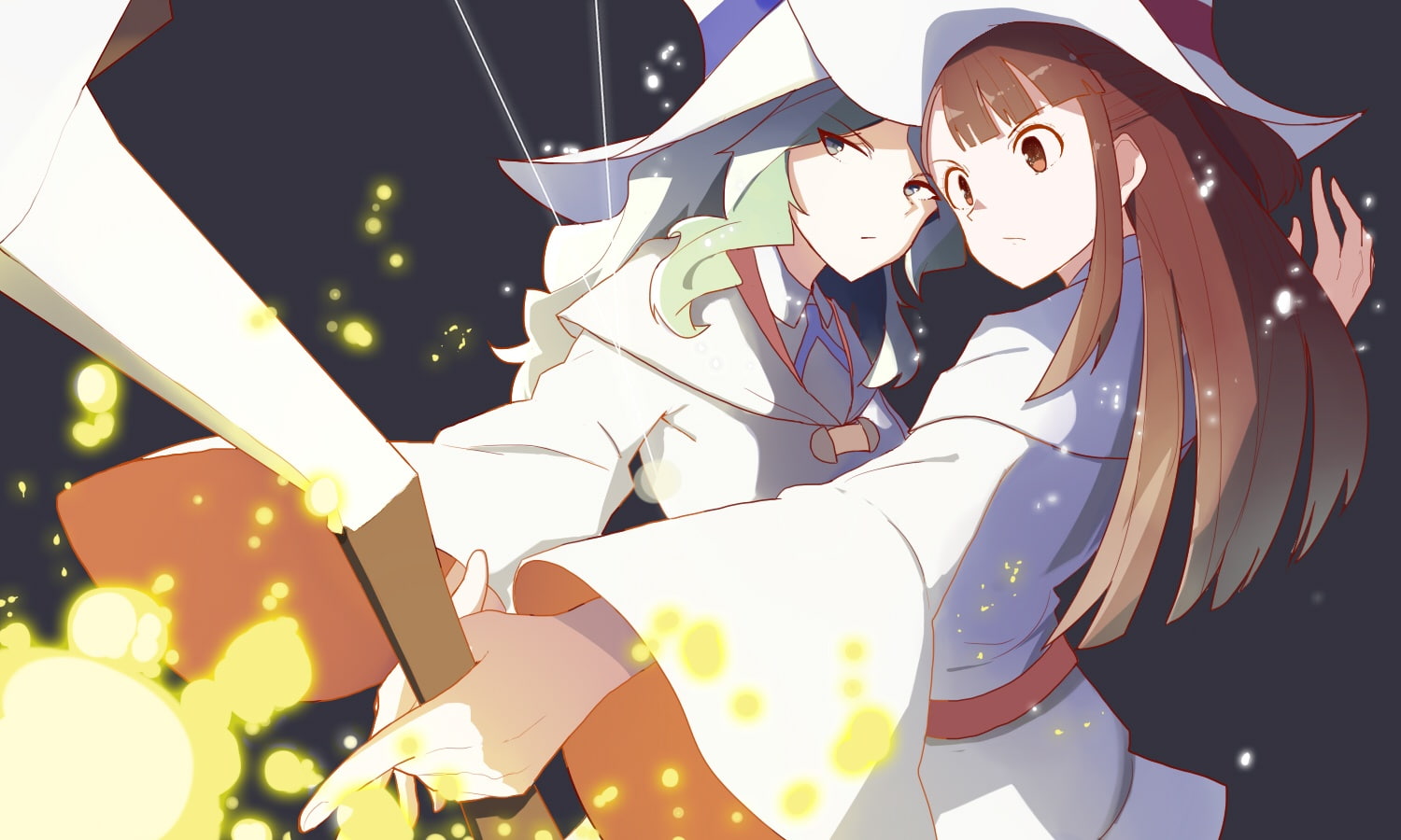 2girls, witch, academia, konachan, 246194, long, 720P, vic, diana, hair, little, brown, akko, eyes, green, com, cavendish, hat, kagari, HD Wallpaper