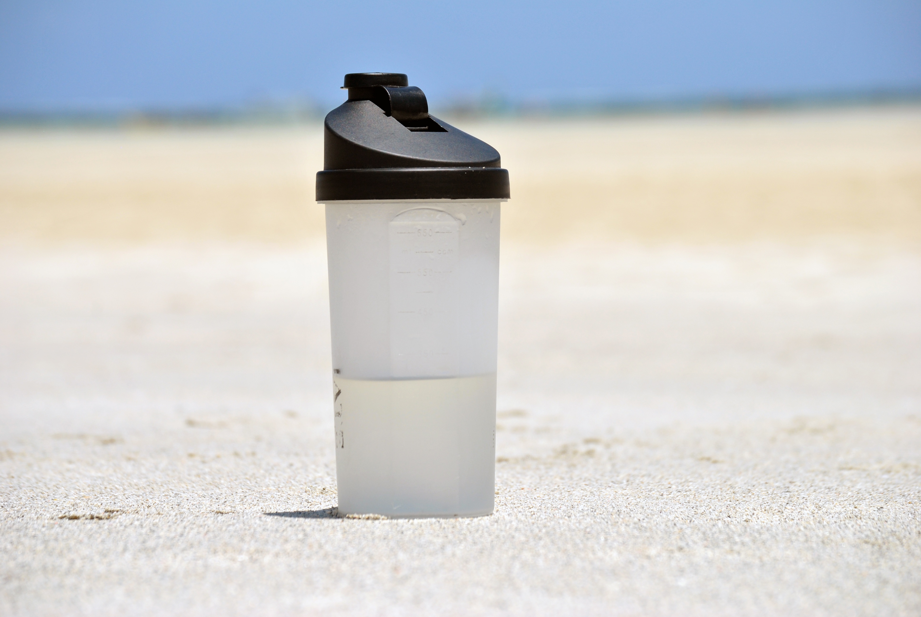 plastic, blank, thirsty, nature, single object, land, daytime, sunlight, bottled, 4K, close-up, tumbler, beach, heat, outdoors, focus on foreground, sand, HD Wallpaper