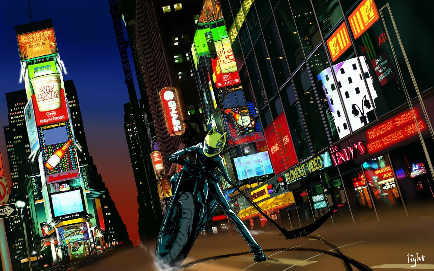 communication, advertisement, modern, multi colored, glowing, land vehicle, built structure, night, Anime, transportation, building, architecture, Celty Sturluson, HD Wallpaper
