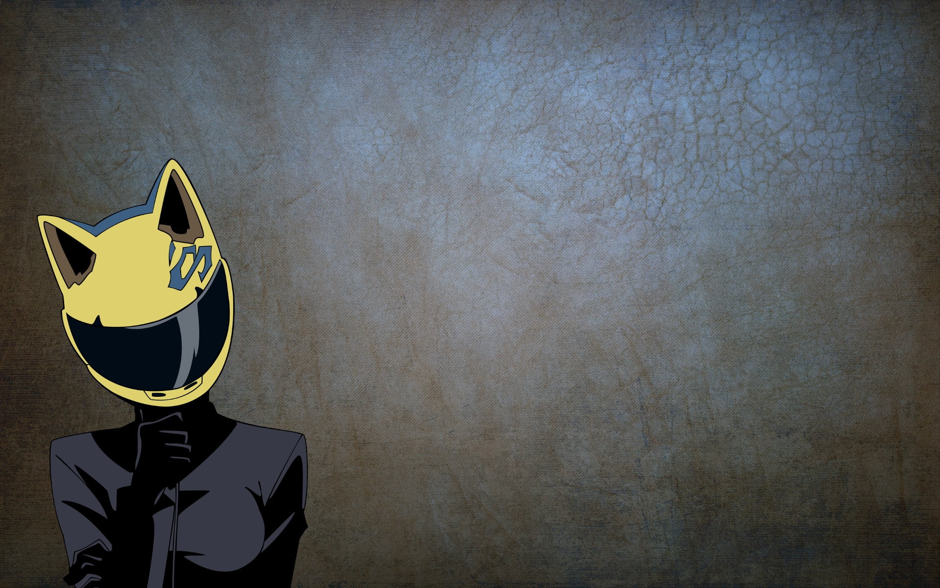 anime, artwork, hat, wall - building feature, simple background, lifestyles, no people, gray, 1080P, Celty Sturluson, indoors, standing, built structure, HD Wallpaper