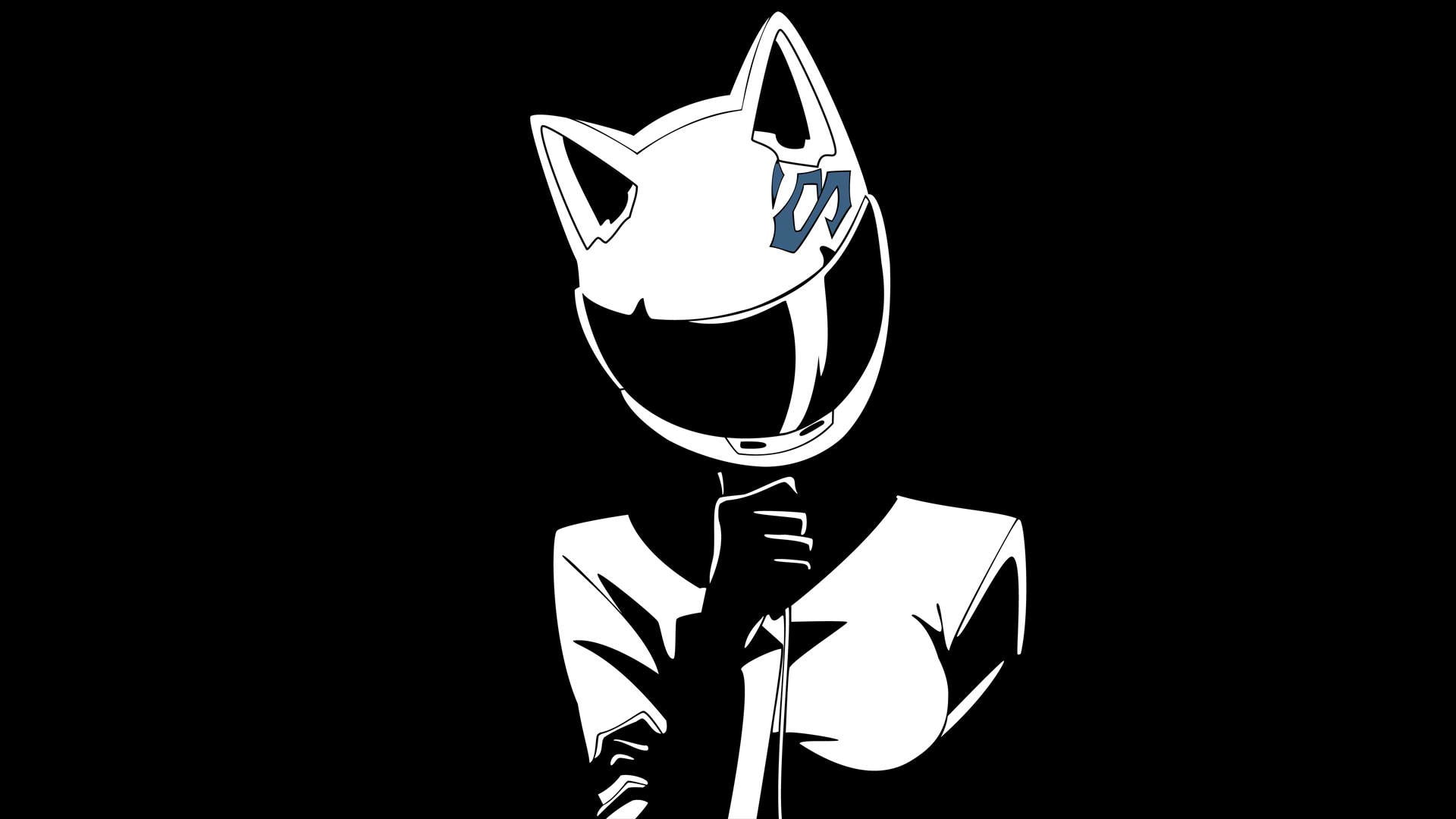 Celty Sturluson, anime, minimalism, black background, Durarara!!, 1080P, digital art, HD Wallpaper