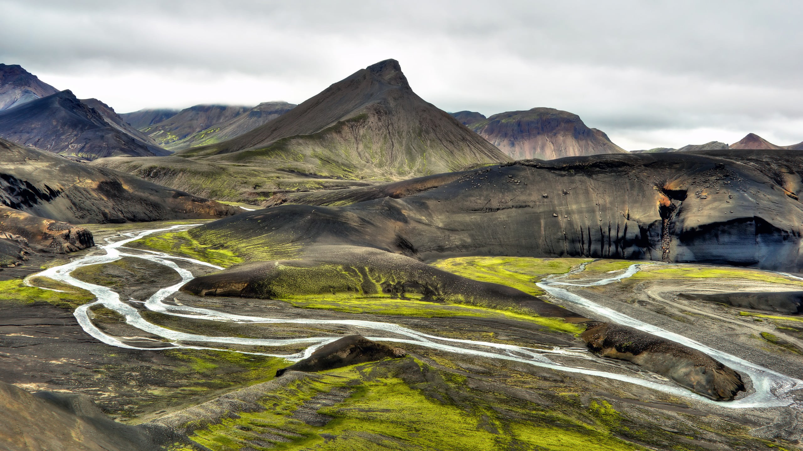 beauty in nature, tranquility, mountains, near, day, idyllic, scenics - nature, 2K, gray, mountain range, outdoors, non-urban scene, nature, Iceland, clouds, HD Wallpaper