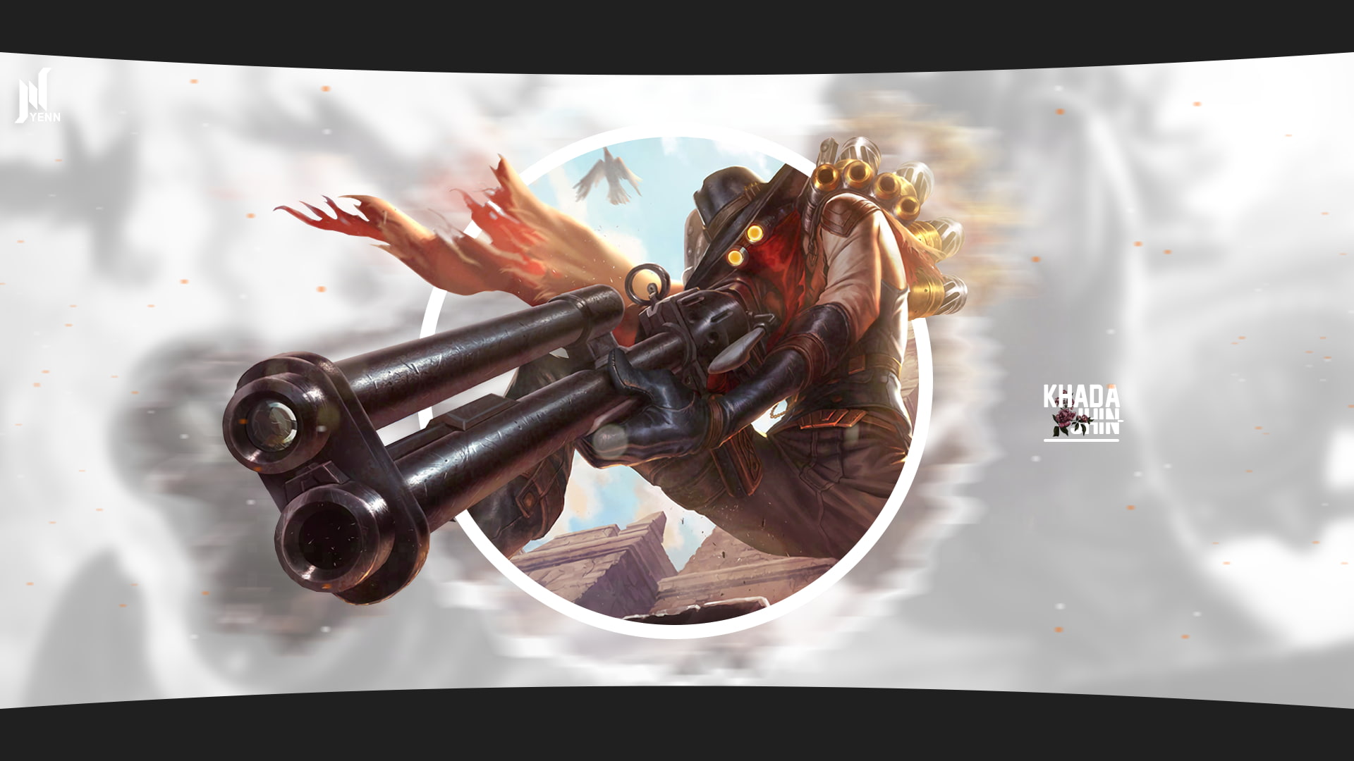 Masked, simple, League of Legends, Nyenn, Jhin (League of Legends), weapon, 1080P, geometry, HD Wallpaper
