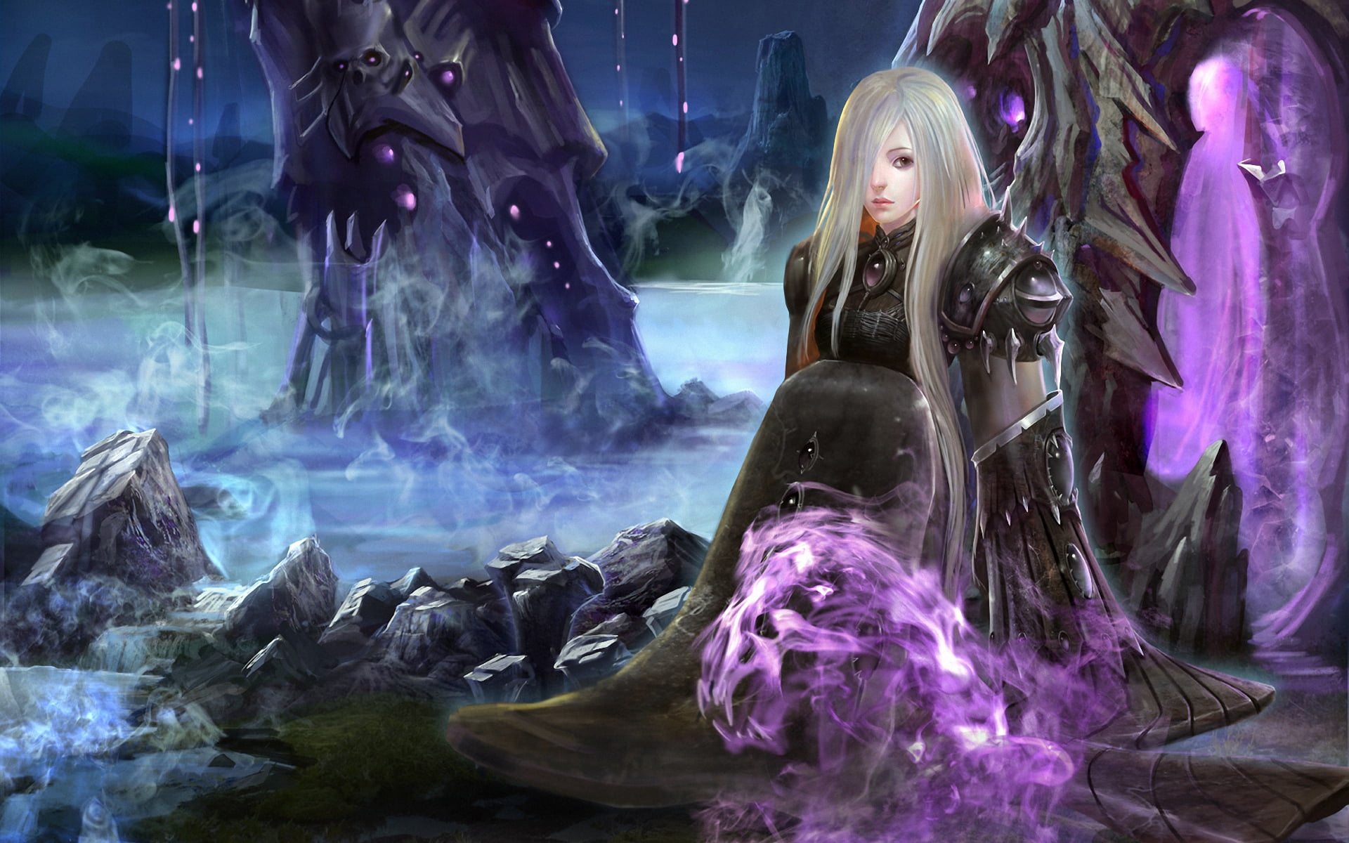 clothing, fear, witch, glass - material, hairstyle, transparent, beautiful, bizarre, women, adult, art, shadow priest, beautiful woman, devil, paranormal, HD Wallpaper