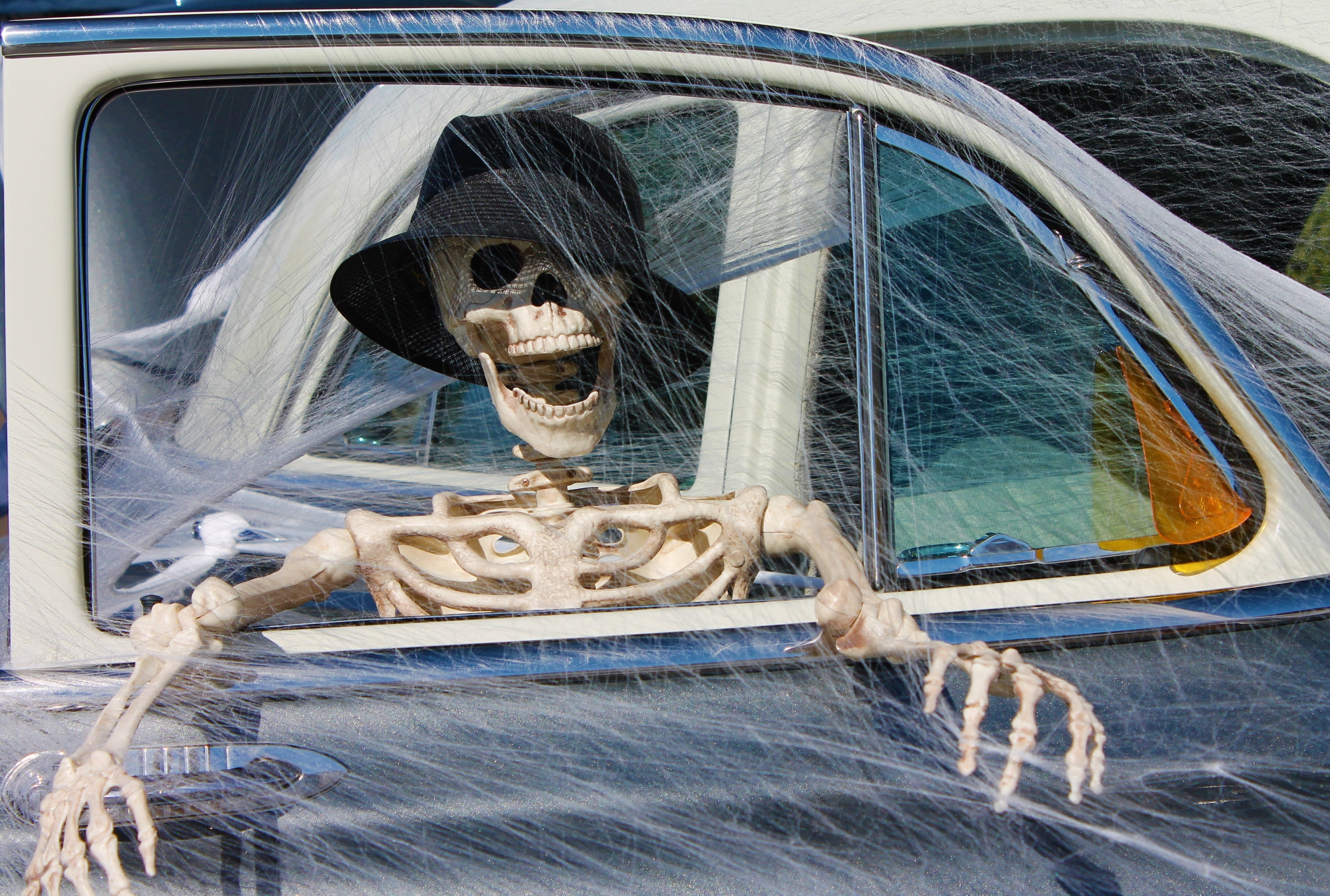 dark, water, day of the dead, haunting, close-up, windshield, motor vehicle, nautical vessel, glass - material, crushed, car, bone, transportation, travel, HD Wallpaper