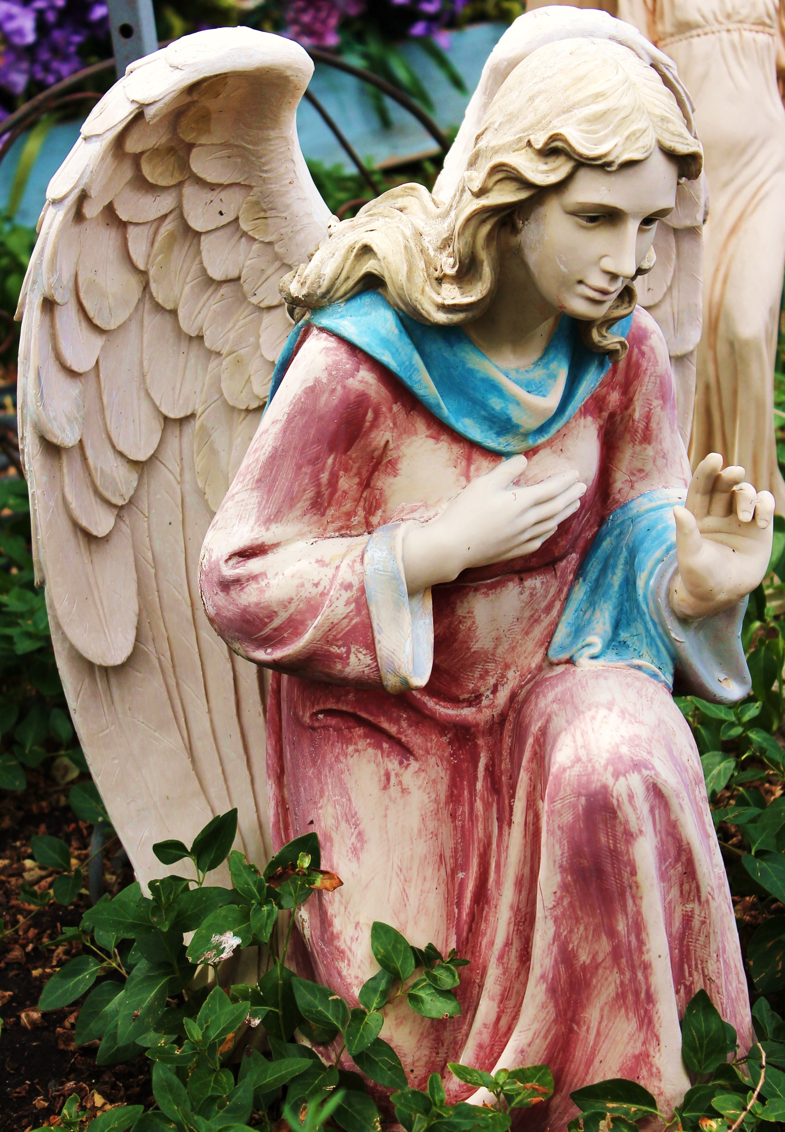 guardian angel, nature, sculpture, creativity, carving, day, representation, amber avalona, outdoors, guardian, angelic, human representation, belief, focus on foreground, Phone HD Wallpaper