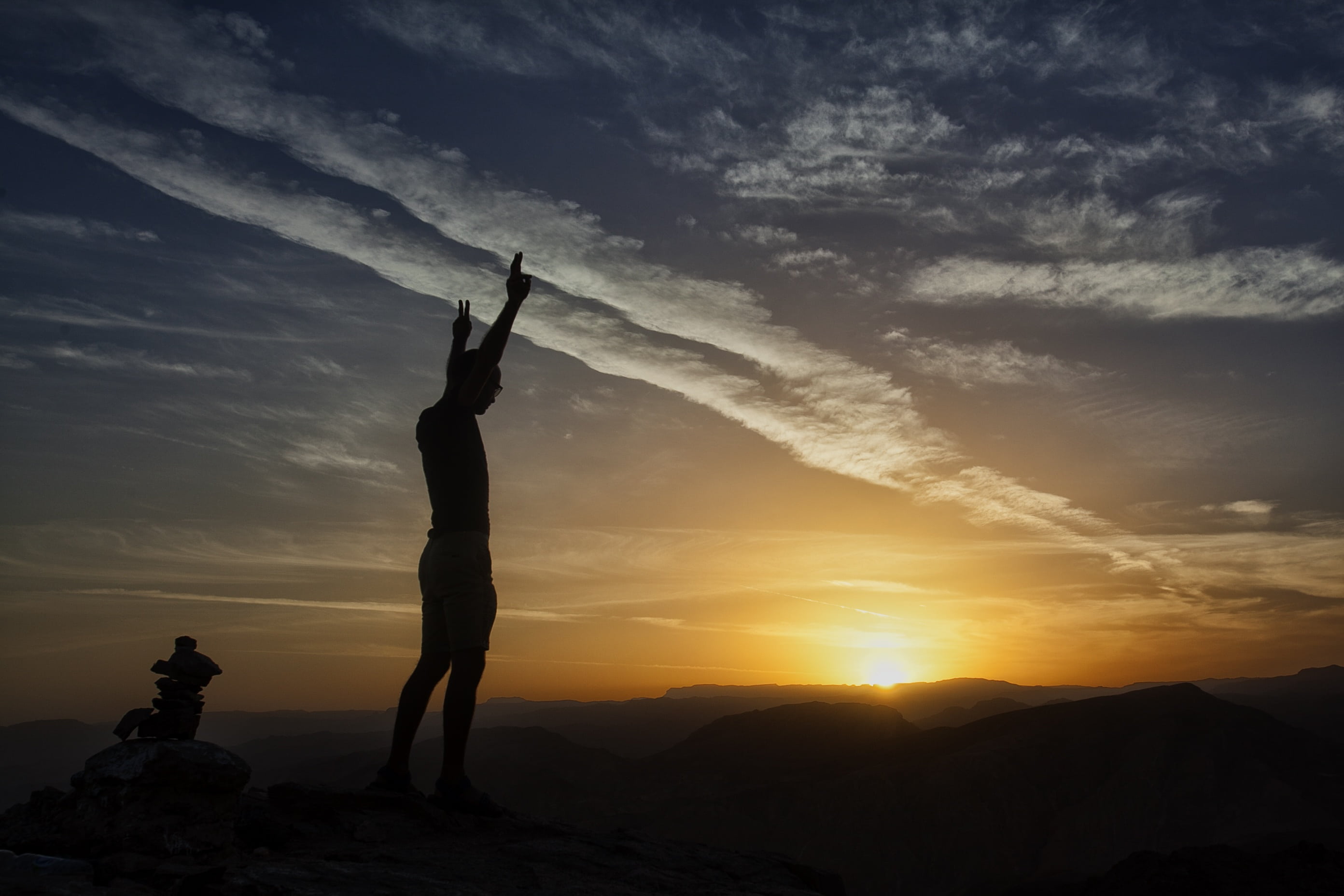 rock, timna, sculpture, cliff, sunset, national, extreme, climate, arava, standing, dry, rare, wide, desert, valley, mountain, geological, israel, arms raised, HD Wallpaper