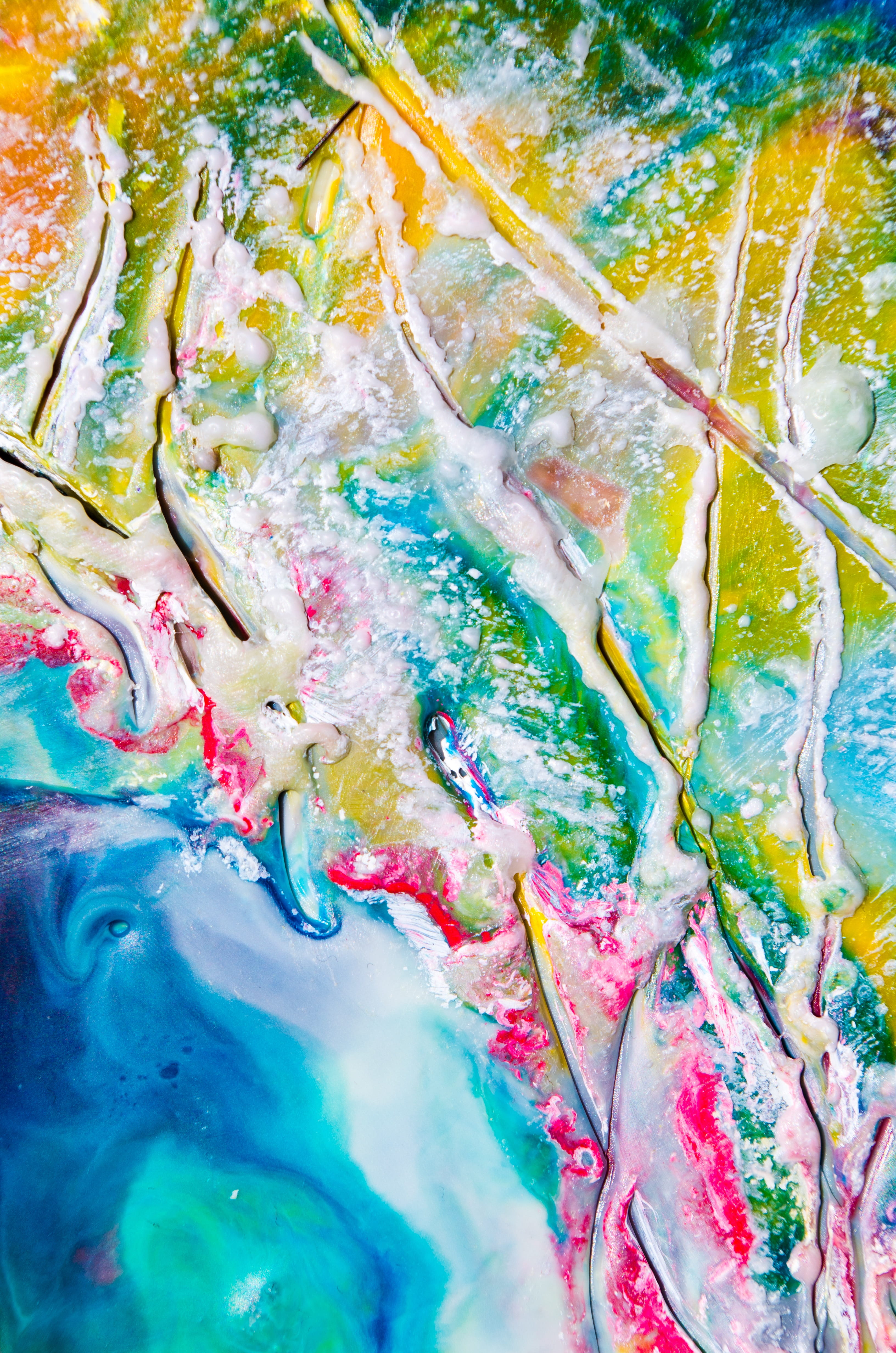 4K, art, vibrant color, studio shot, scratches, water, variation, hot wax, paint, chaos, watercolor paints, expressive, abstract backgrounds, full frame, Phone HD Wallpaper