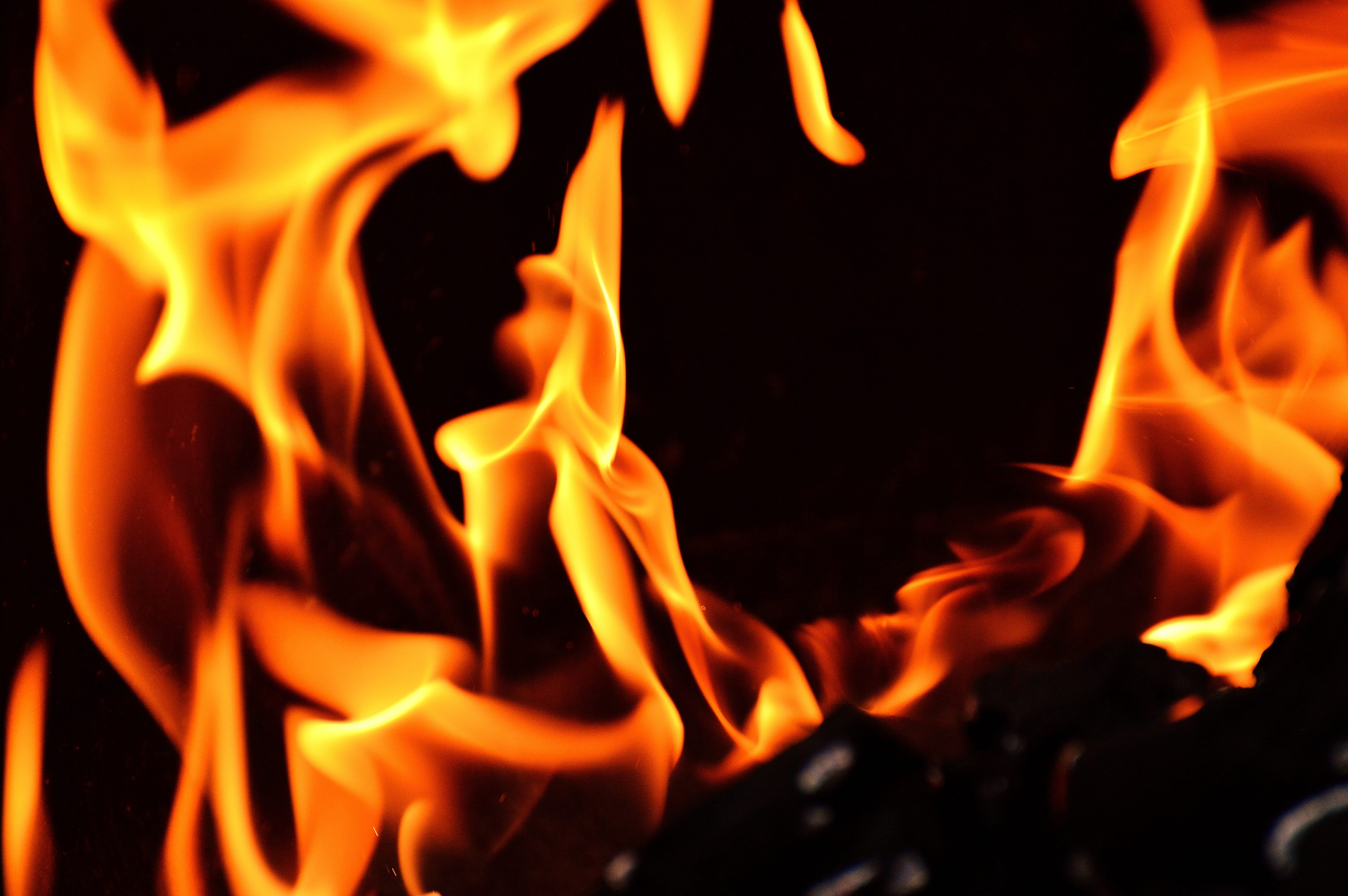 communication, fire - natural phenomenon, macro, sign, campfire, heat, fire, charcoal, burn, orange color, excitement, heat - temperature, close-up, black background, HD Wallpaper