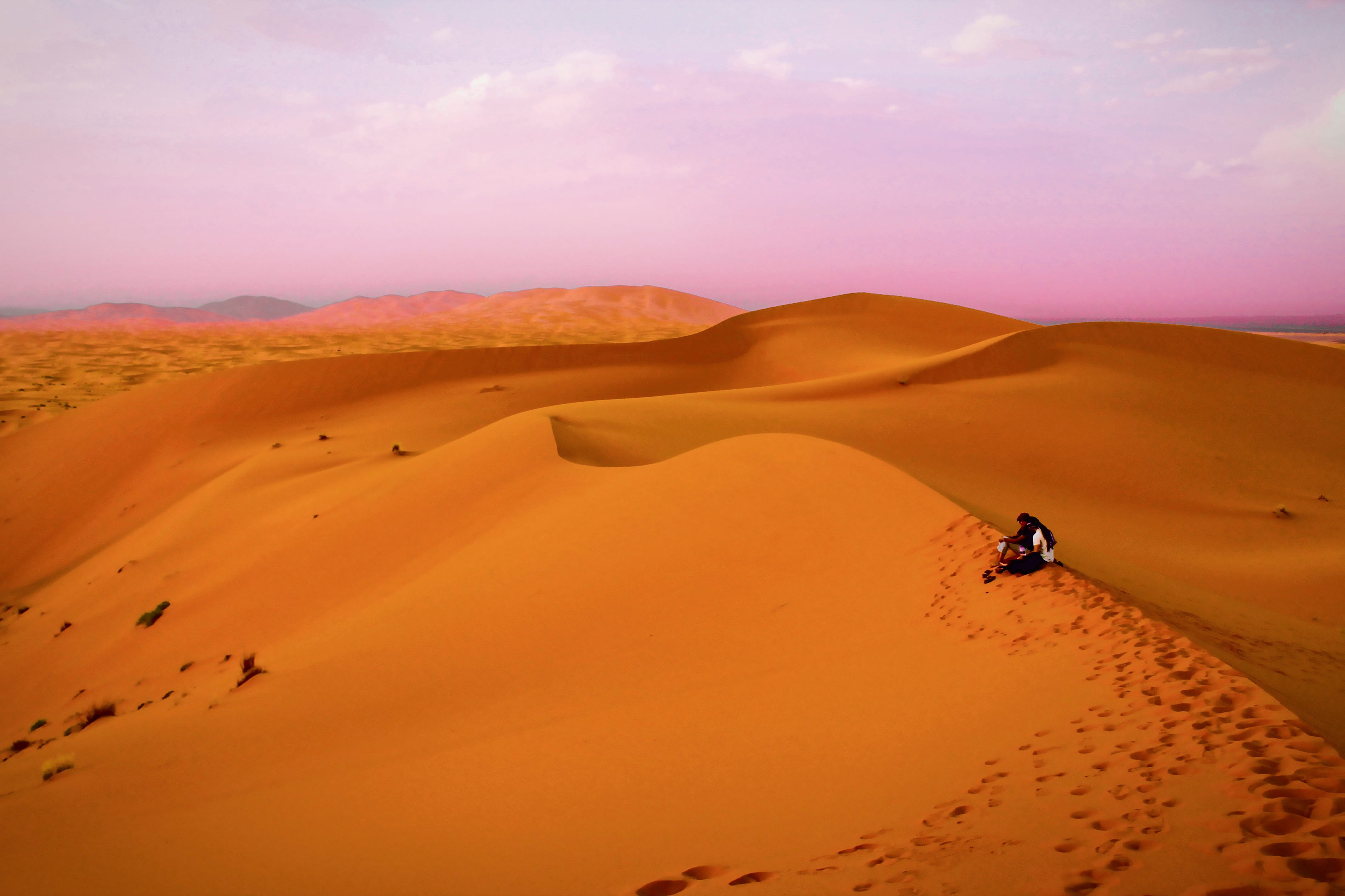 outdoors, motion, sit in, scenics - nature, climate, natural, summer, adventure, Africa, Morocco, Two people, nature, sahara Desert, people, travel, sandy, HD Wallpaper