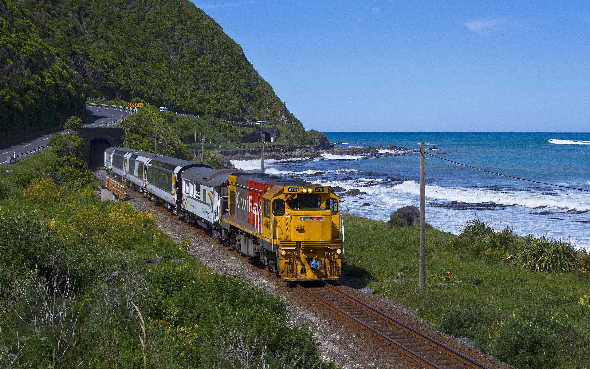 travel, nature, trip, nature and landscapes, 1080P, train, railway, trains, coastal, HD Wallpaper