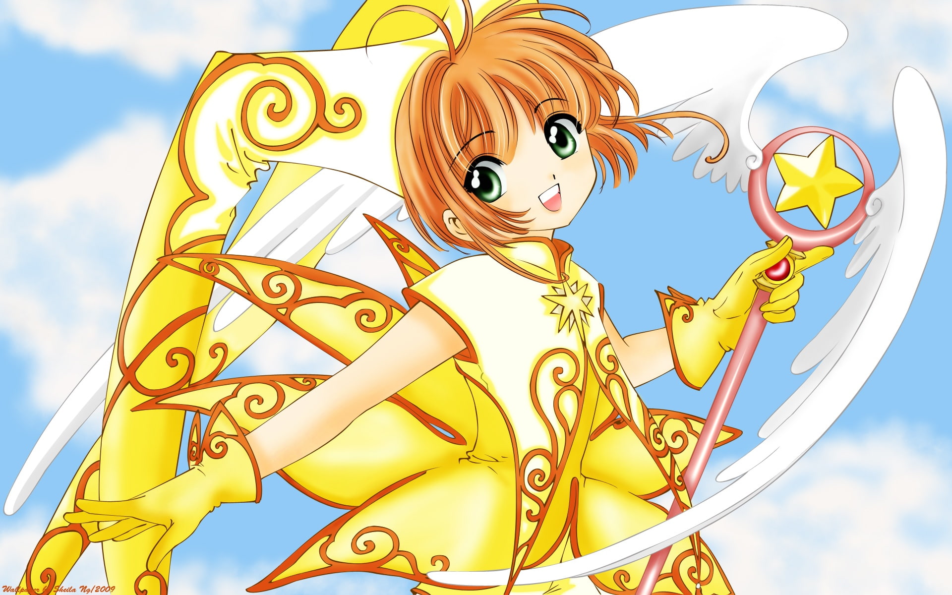Magic, Dress, 1080P, Anime, Golden, Girl, HD Wallpaper