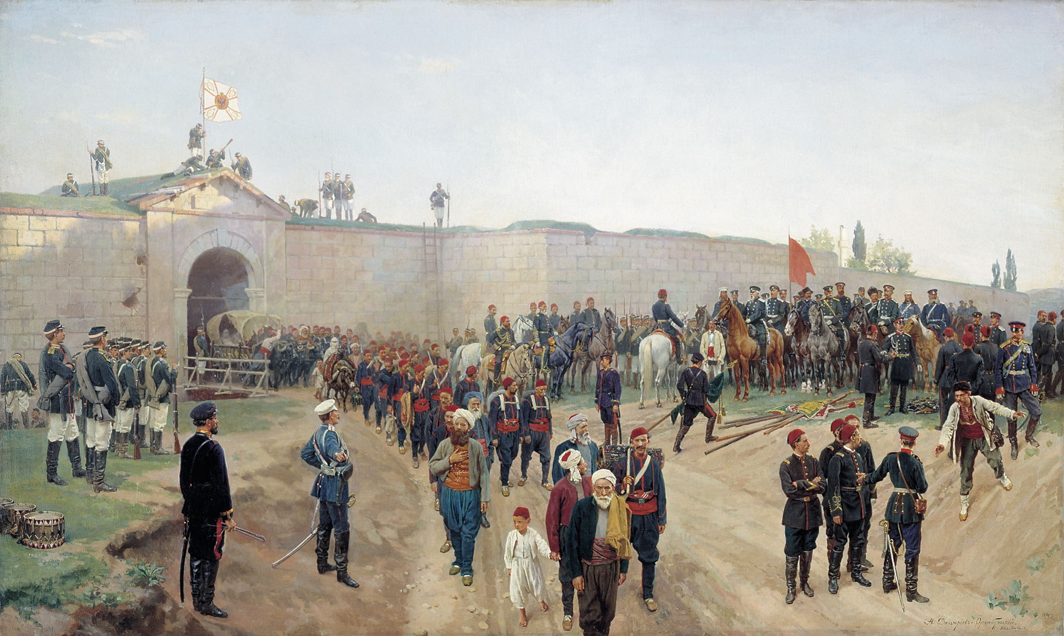prisoners, fortress, The surrender of the fortress Nikopol July 4, Nikolai DMITRIEV-ORENBURG, 1080P, 1877. 1883, Canvas, HD Wallpaper