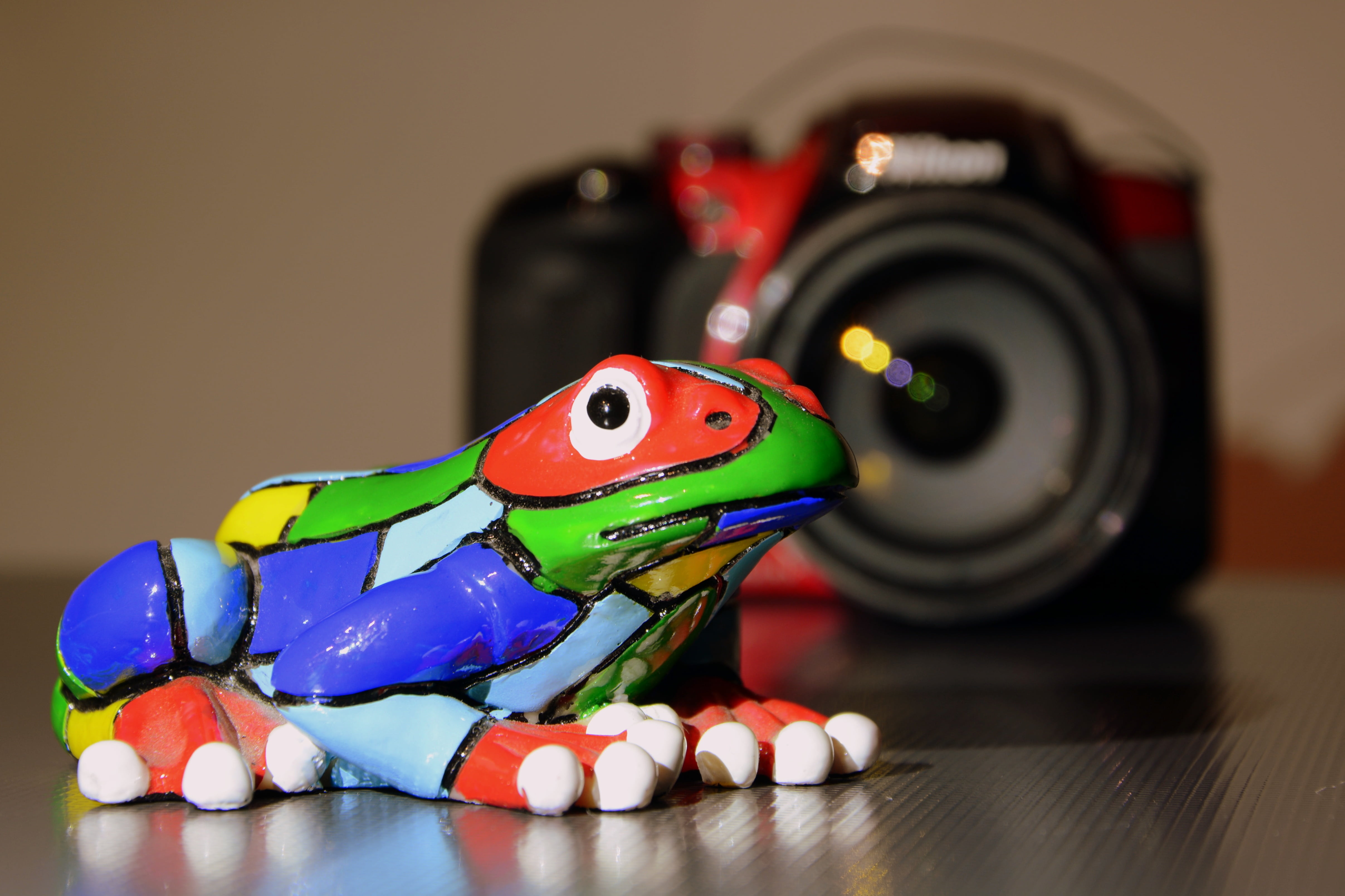 sympathy, arts culture and entertainment, animal representation, vanity, 4K, animal themes, camera - Photographic Equipment, studio shot, table, look, HD Wallpaper