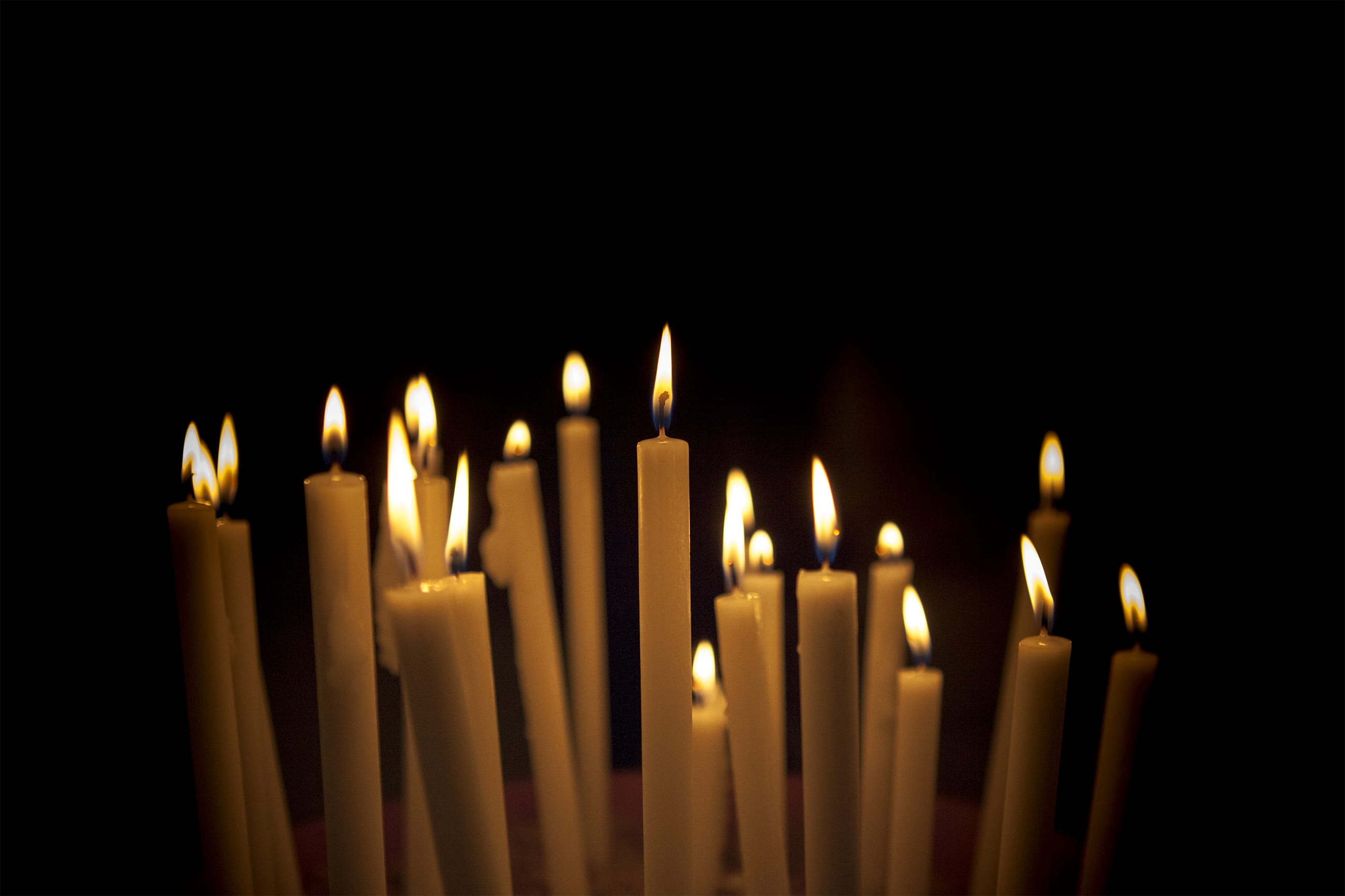spirituality, belief, lights, indoors, fire - Natural Phenomenon, copy space, candle, no People, black room, illuminated, fire, close-up, decoration, celebration, HD Wallpaper