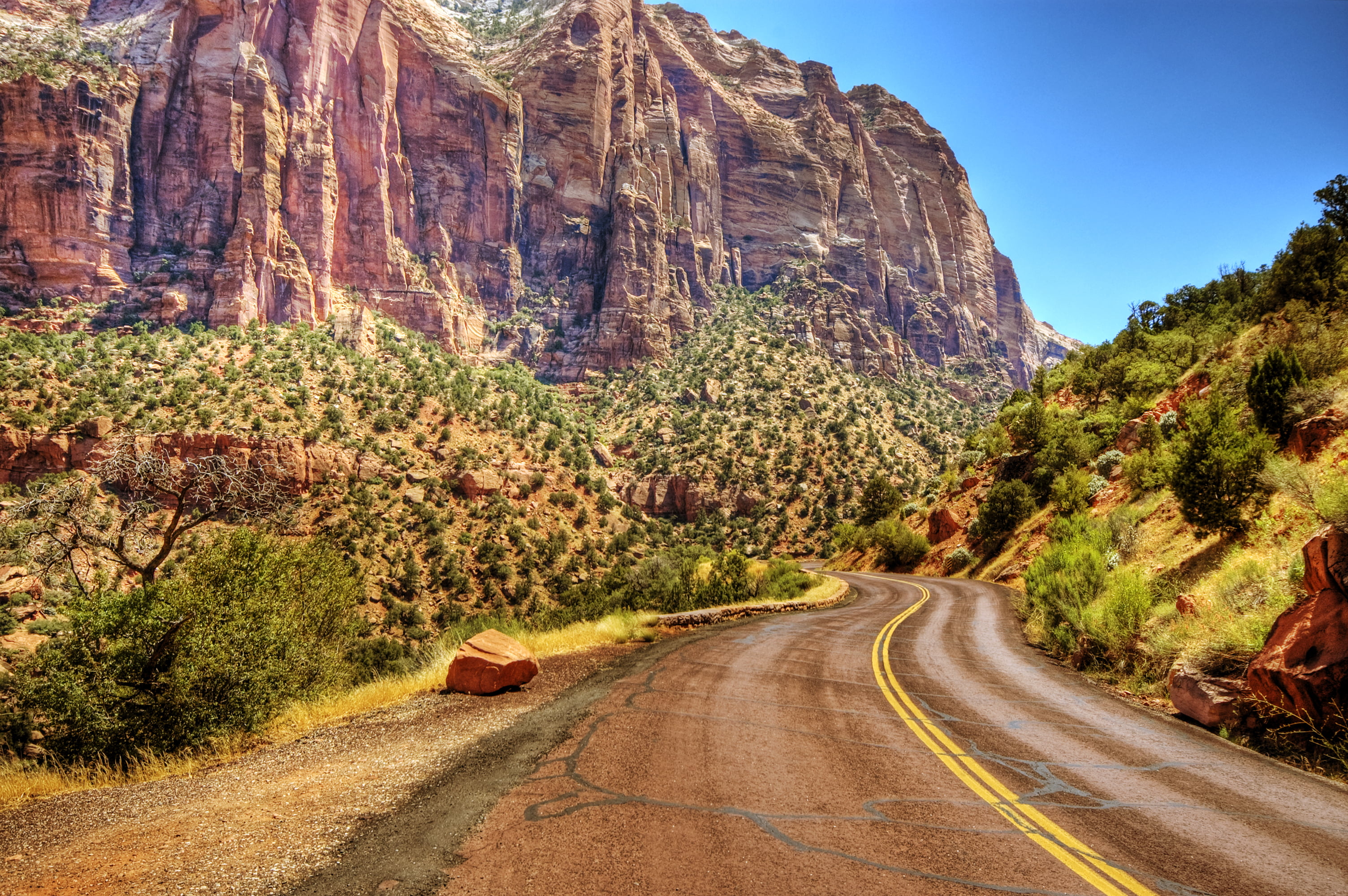 Zion, Navajo Sandstone, Roadtrip, Southwest, landscape, national, Heat, curving, Dome, Desert  Road, Virgin River, Zion National Park, outdoors, Curves, HD Wallpaper