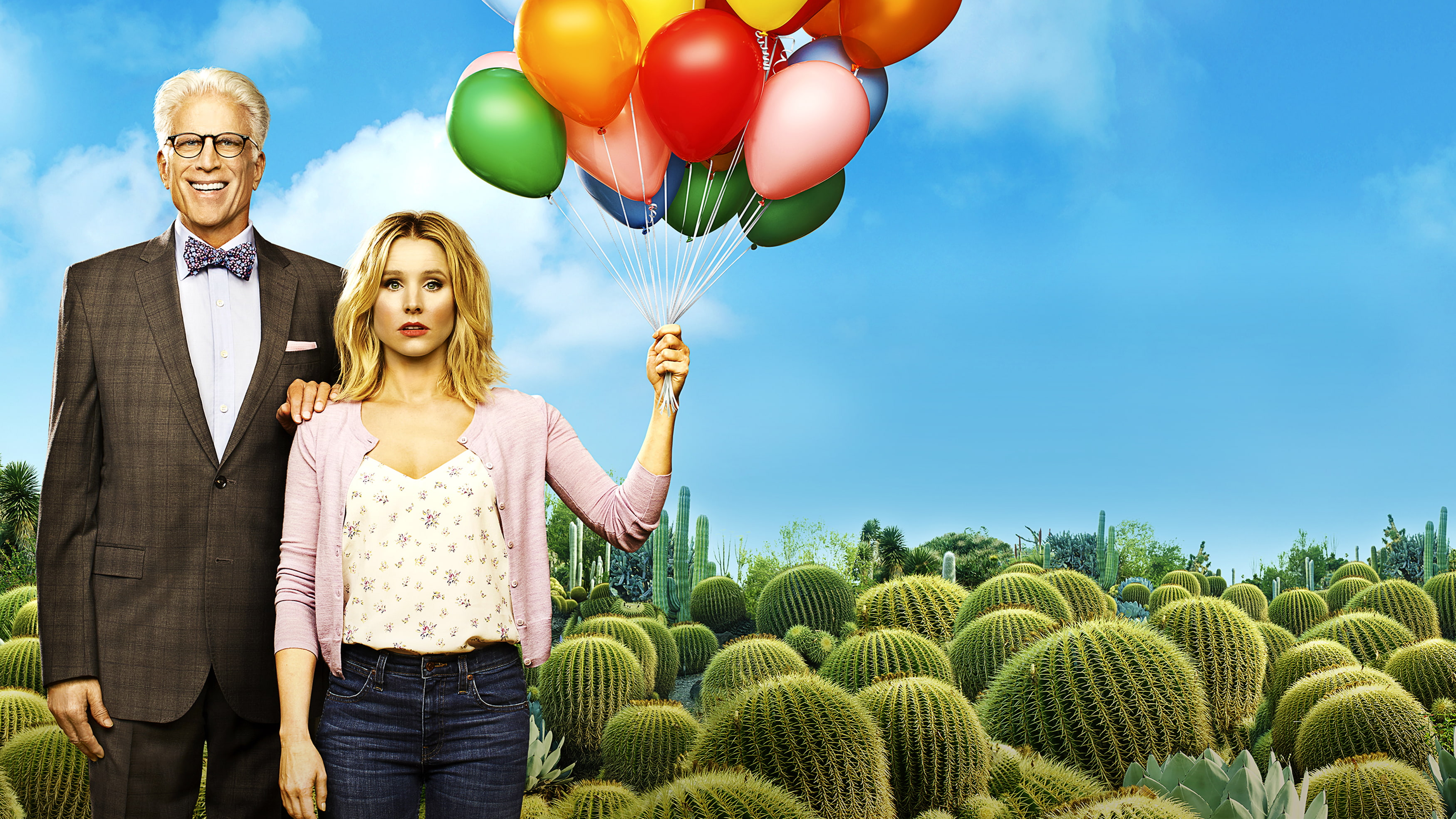 2K, sky, togetherness, Kristen Bell, women, nature, Ted Danson, Season 2, The Good Place, people, positive emotion, young women, males, two people, holding, HD Wallpaper