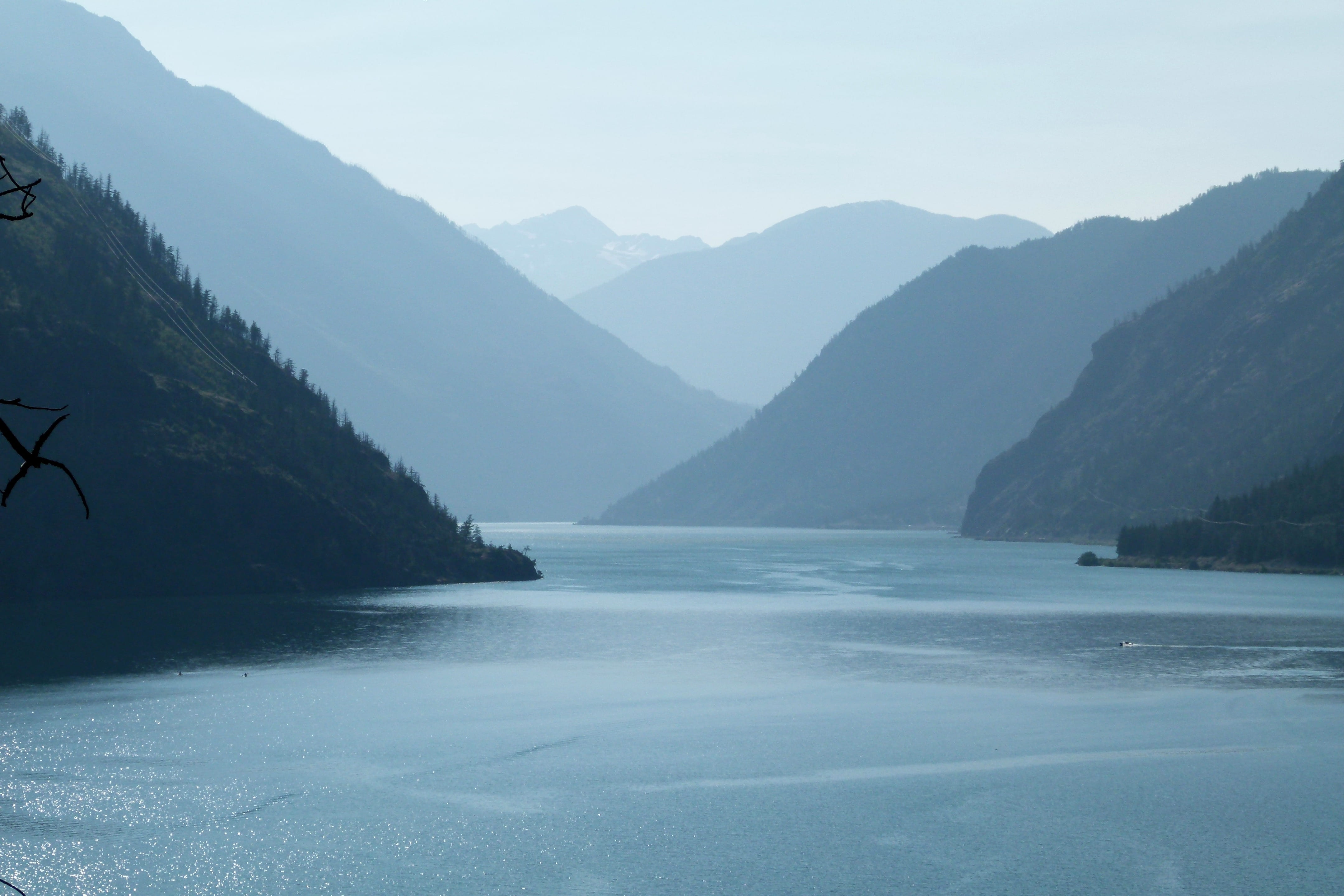 green mountains, waterfront, landscapes, fog, surrounded, tranquility, sky, 4K, bodies Of Water, british columbia, scenics - nature, nature, scenery, travel Locations, HD Wallpaper