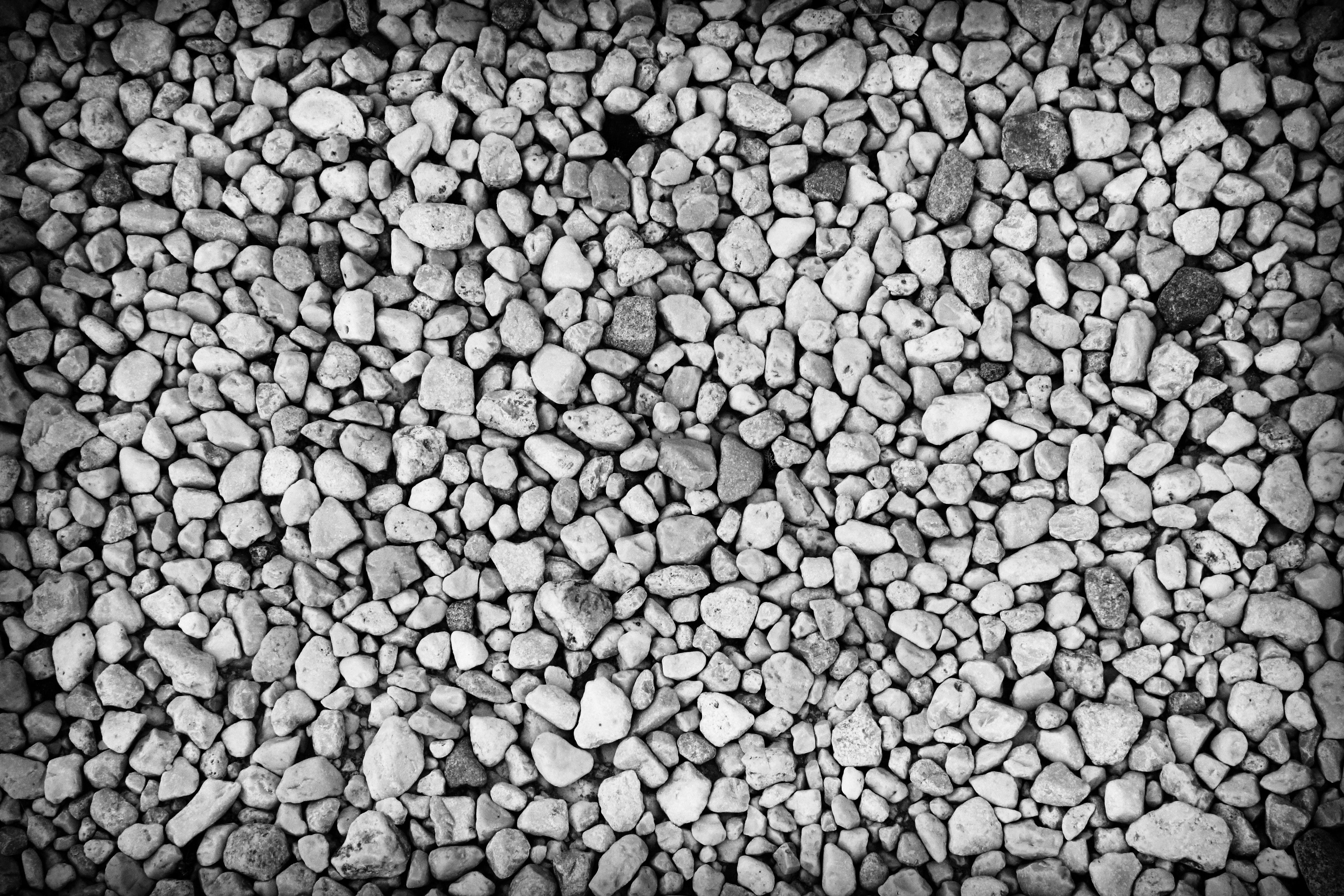 food and drink, pebbles, nature, gravel, rock, stone - object, food, black and white, stones, pile, pebble beach, textured, beach, 5K, outdoors, pebble, HD Wallpaper