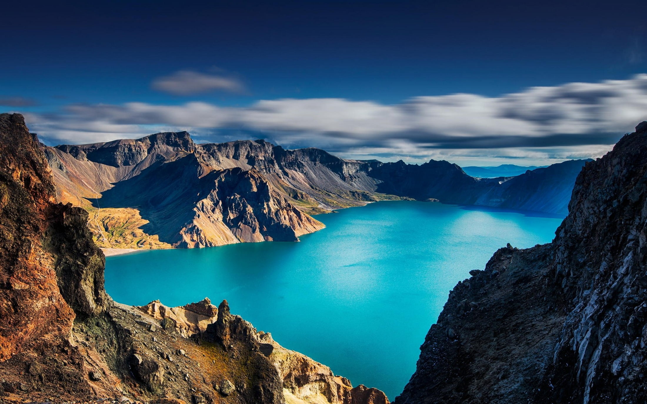 long exposure, idyllic, summer, turquoise colored, clouds, scenics - nature, solid, Himalayas, formation, landscape, cloud - sky, mountains, no people, HD Wallpaper