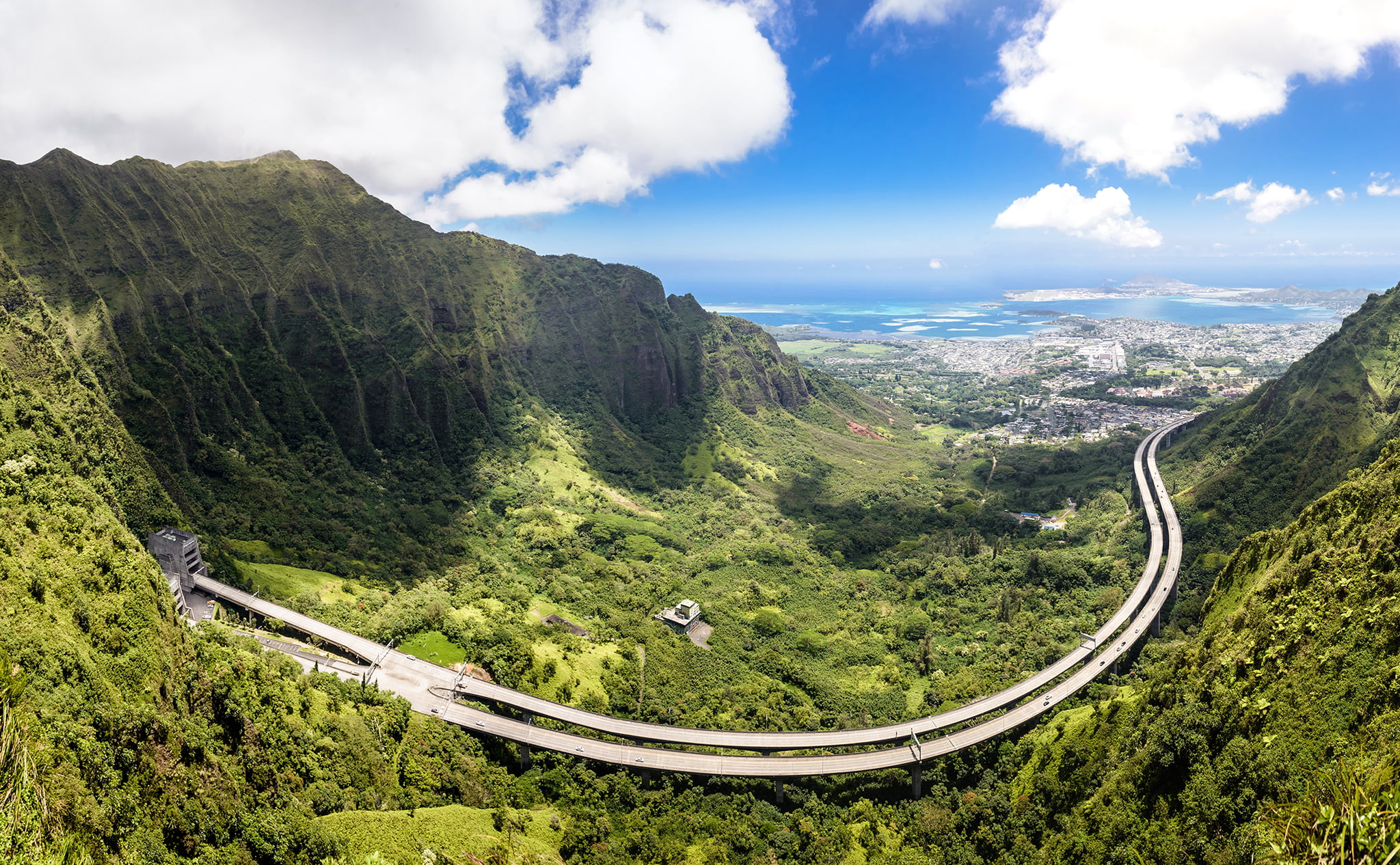 Oahu, 1080P, Hawaii, surrounded, Panorama, road, Hiking, mountain, D600, Highway, HD Wallpaper