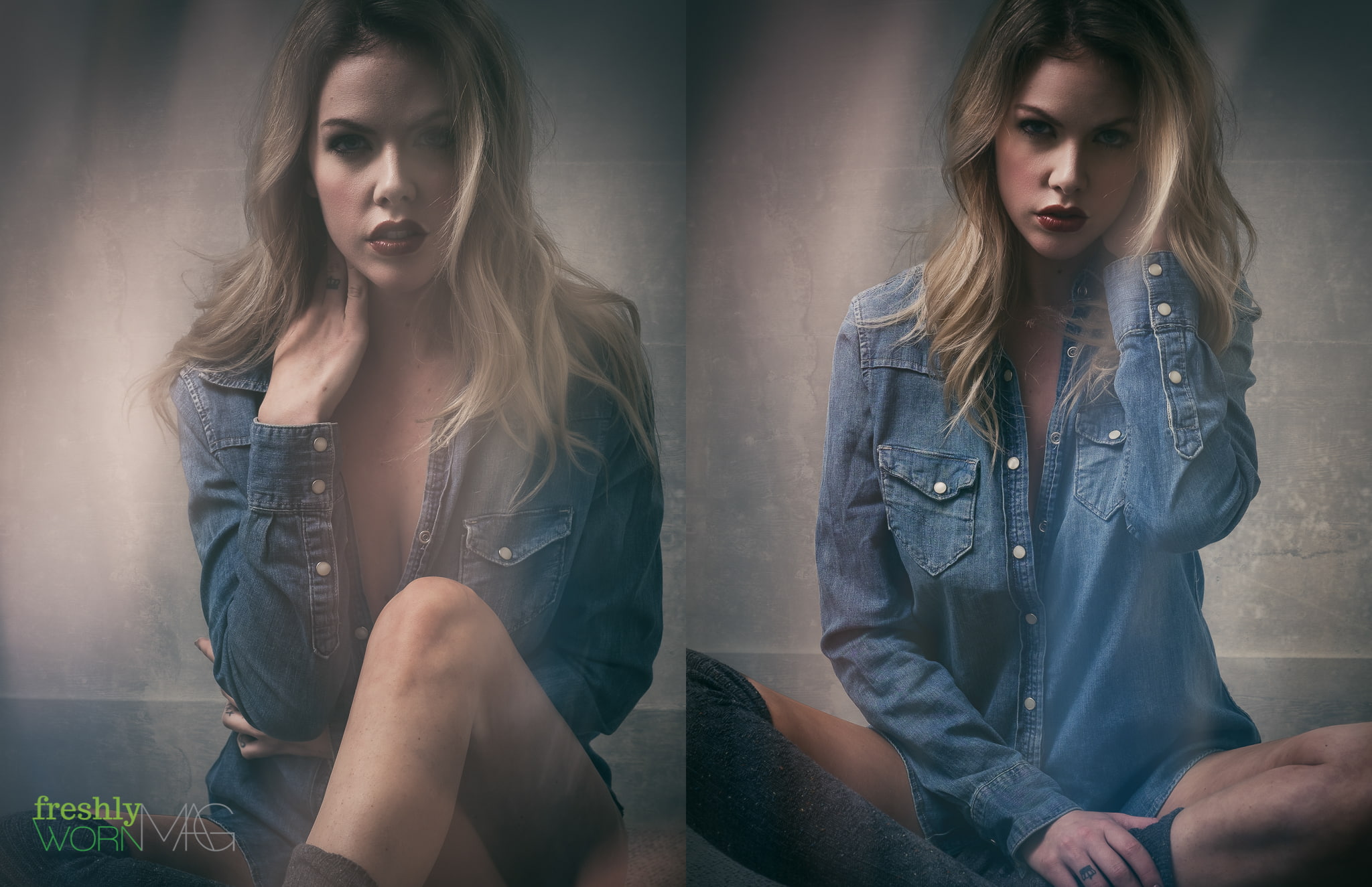 contemplation, long hair, teenager, hairstyle, red lipstick, legs, Heidi Gwaii, depression - sadness, model, women, sadness, blonde, casual clothing, hair, HD Wallpaper