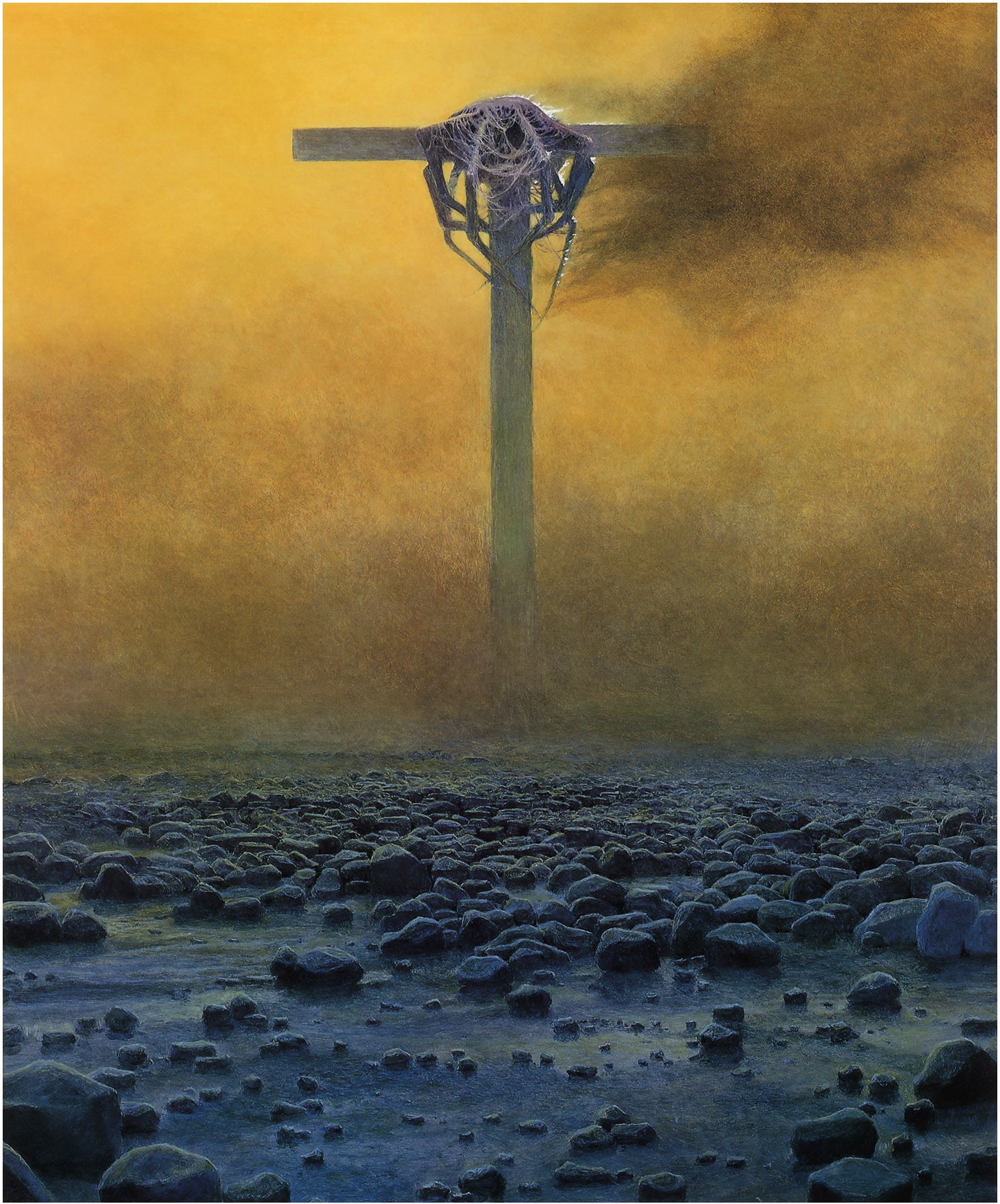 t shape, scary, ski, dark, 720P, hanging, shape, beksi, t, zdzis, artwork, zdzisław beksiński, aw, Phone HD Wallpaper