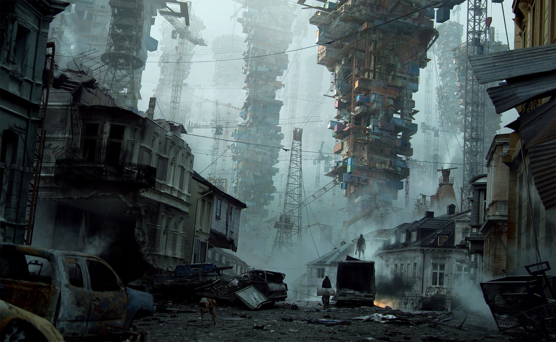 1080P, the city, parkveien, Tamas Medve, tower, devastation, HD Wallpaper