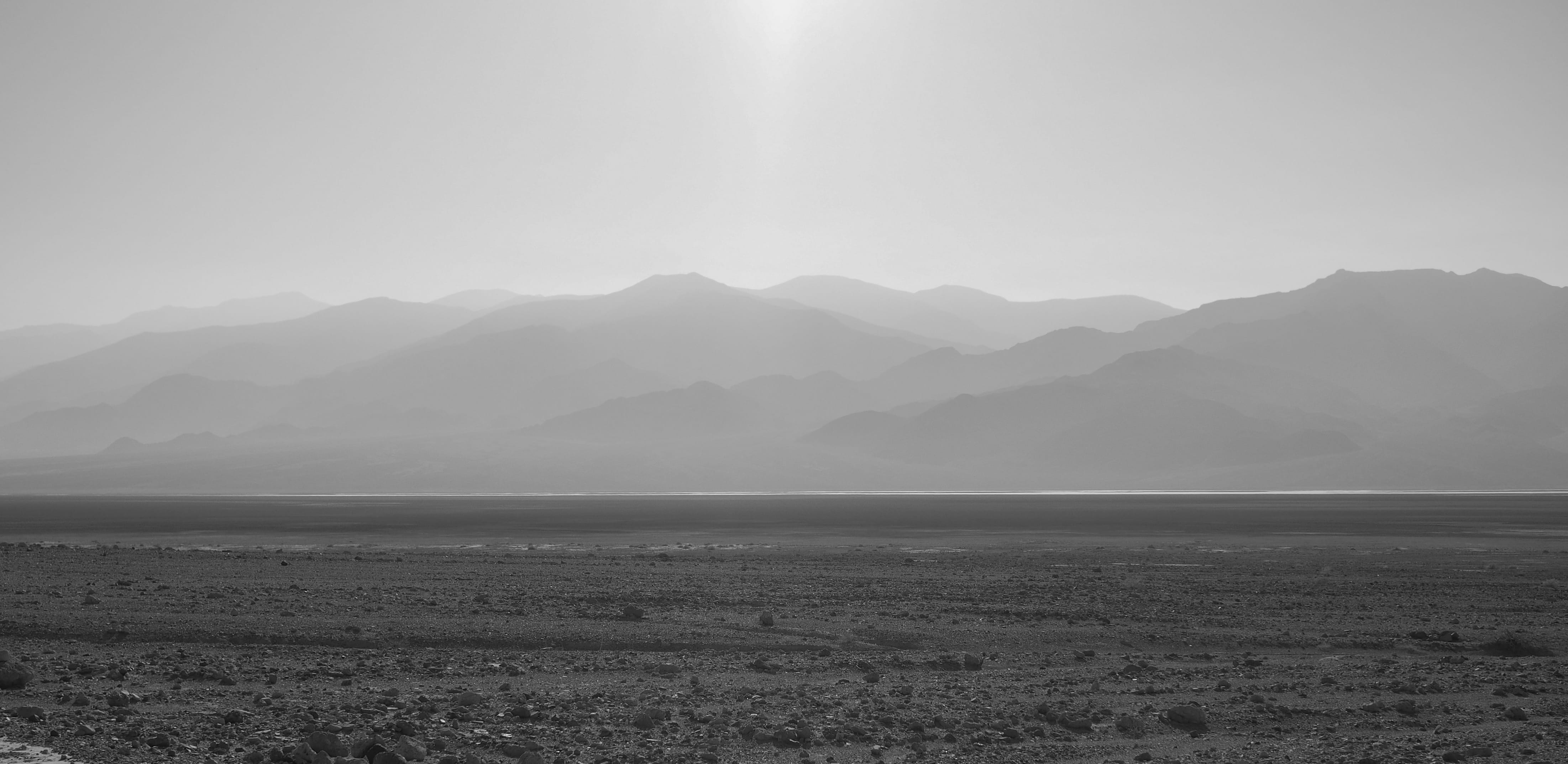 badwater basin, mountain range, arid climate, desolate, sand, tranquility, land, united states, nature, non-urban scene, death valley, mountain, water, HD Wallpaper